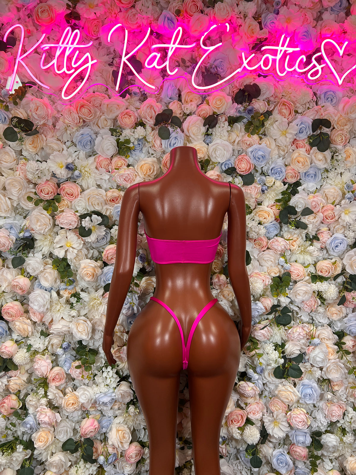 Hot Pink Exotic Dancewear - Two Piece Bikini Festival Outfit, EDM Dancewear, Party Clubwear