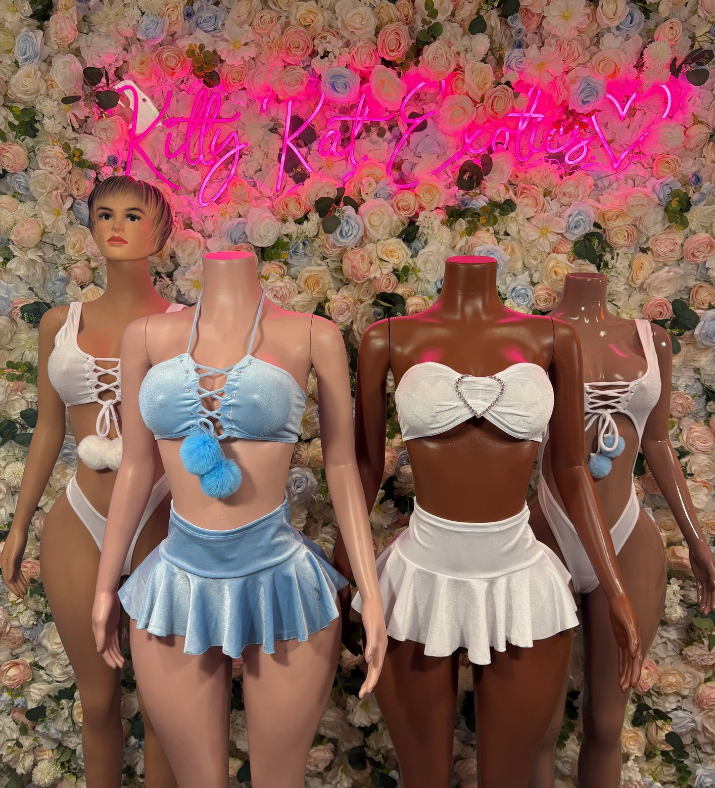 Rave Oufits Two Piece White Skirtset - Exotic Dancewear Festival Skirt Set Events Clubwear