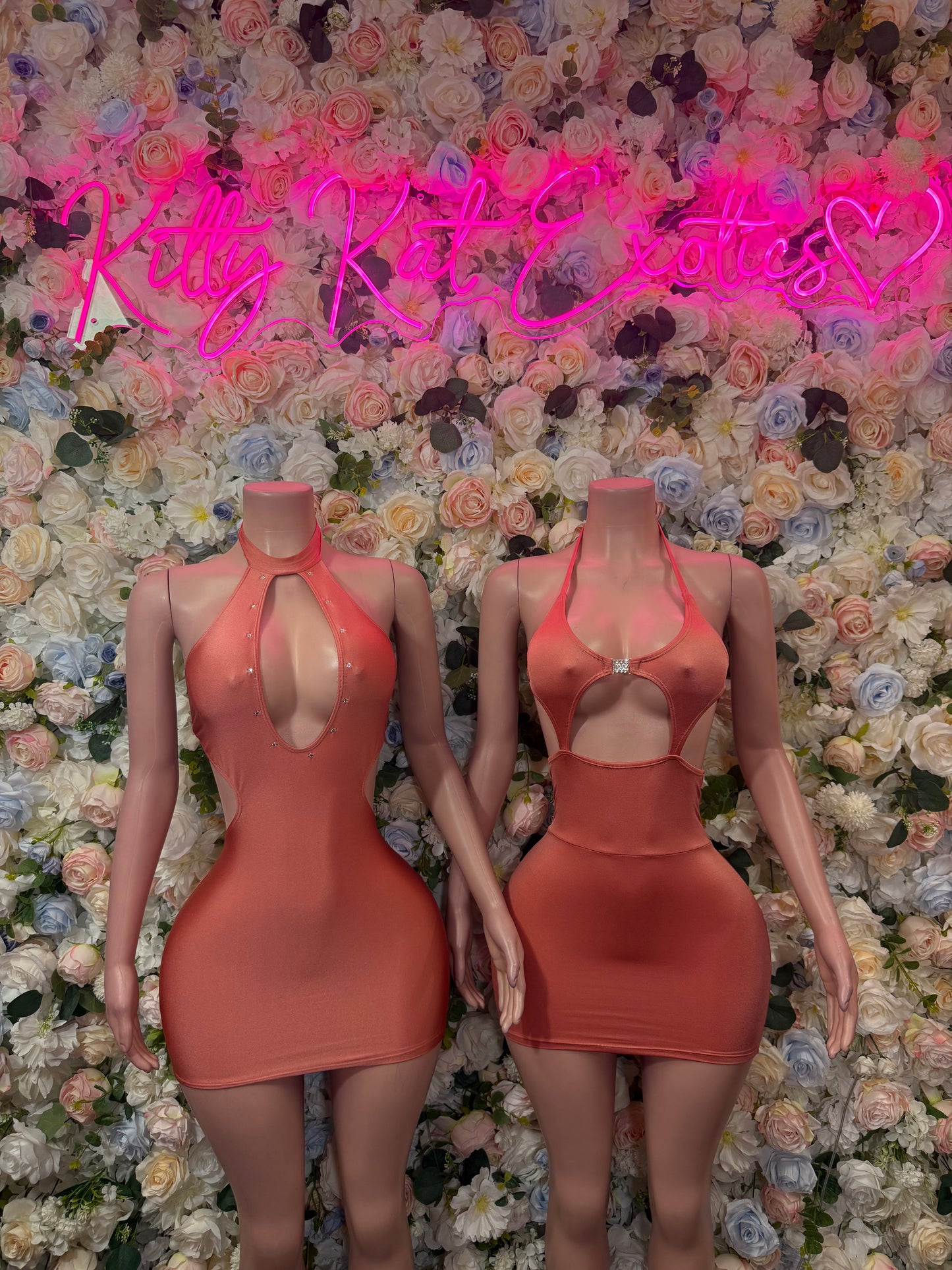 Rose Pink Club Dress for Women - One Piece Exotic Dancewear Rave Festival Outfit