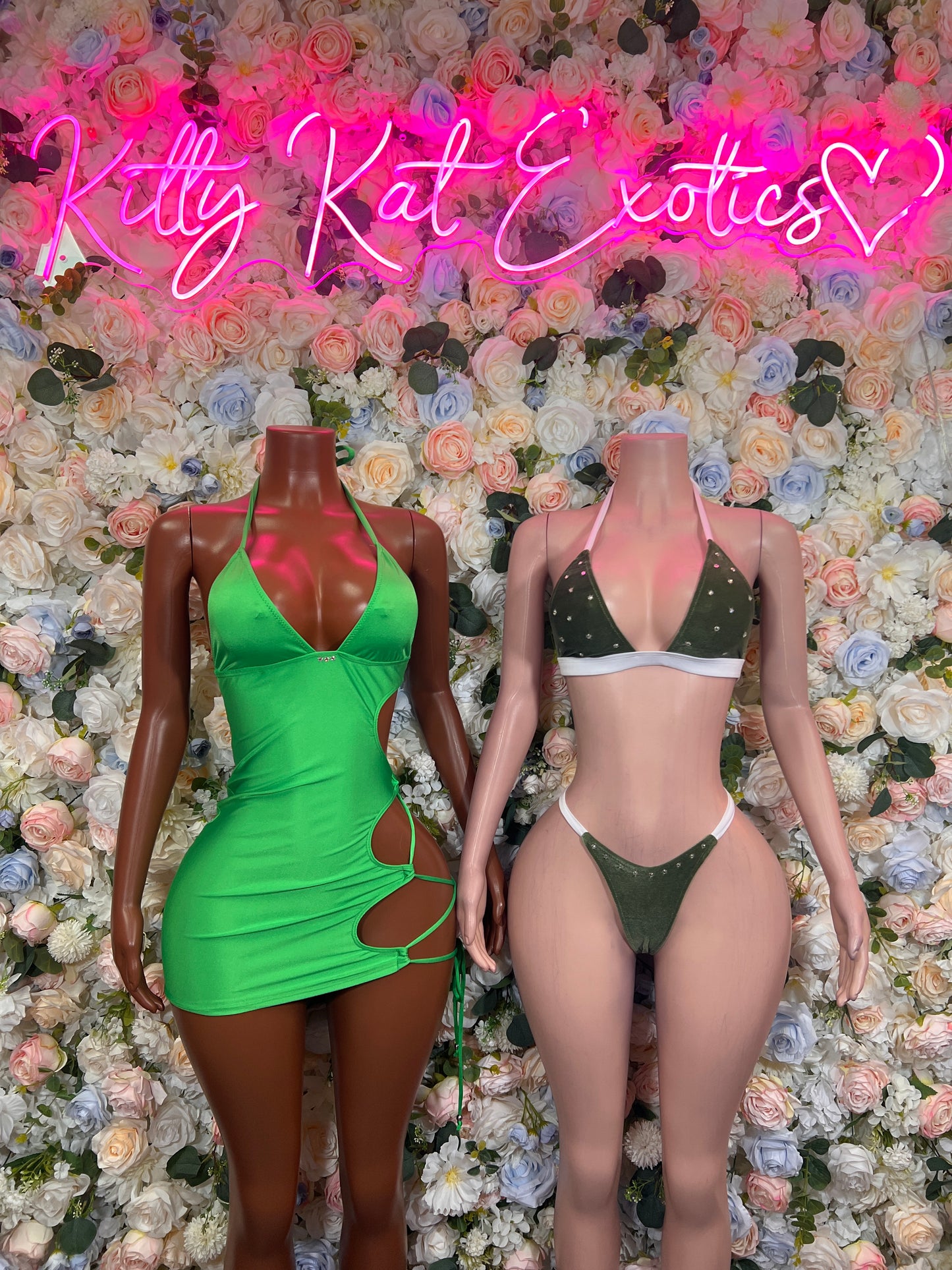 Olive Velvet Bikini Two Piece Festival Wear