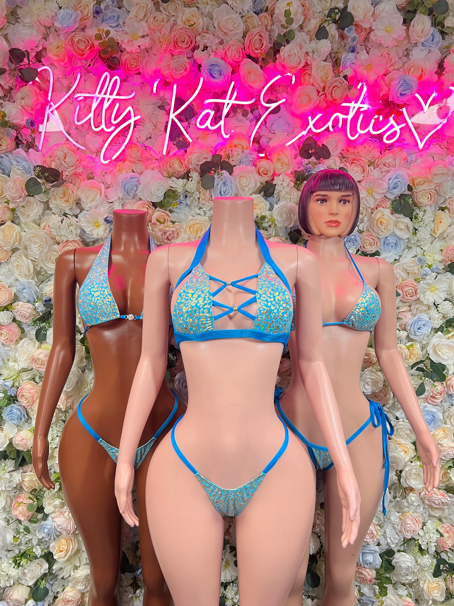 Festival Bikini Aqua Cheetah Two Piece Outfit, Bartender Uniform, Rave Festival Wear, Exotic Dancewear, Clubwear Costume, Waitress Set