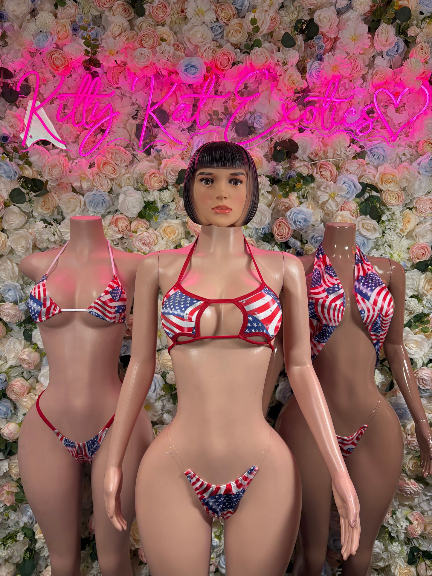 USA Flag - Bottlegirl Bikini Two Piece Bartender Patriotic Swimsuit for Beach, Pool Parties, or Summer Fun