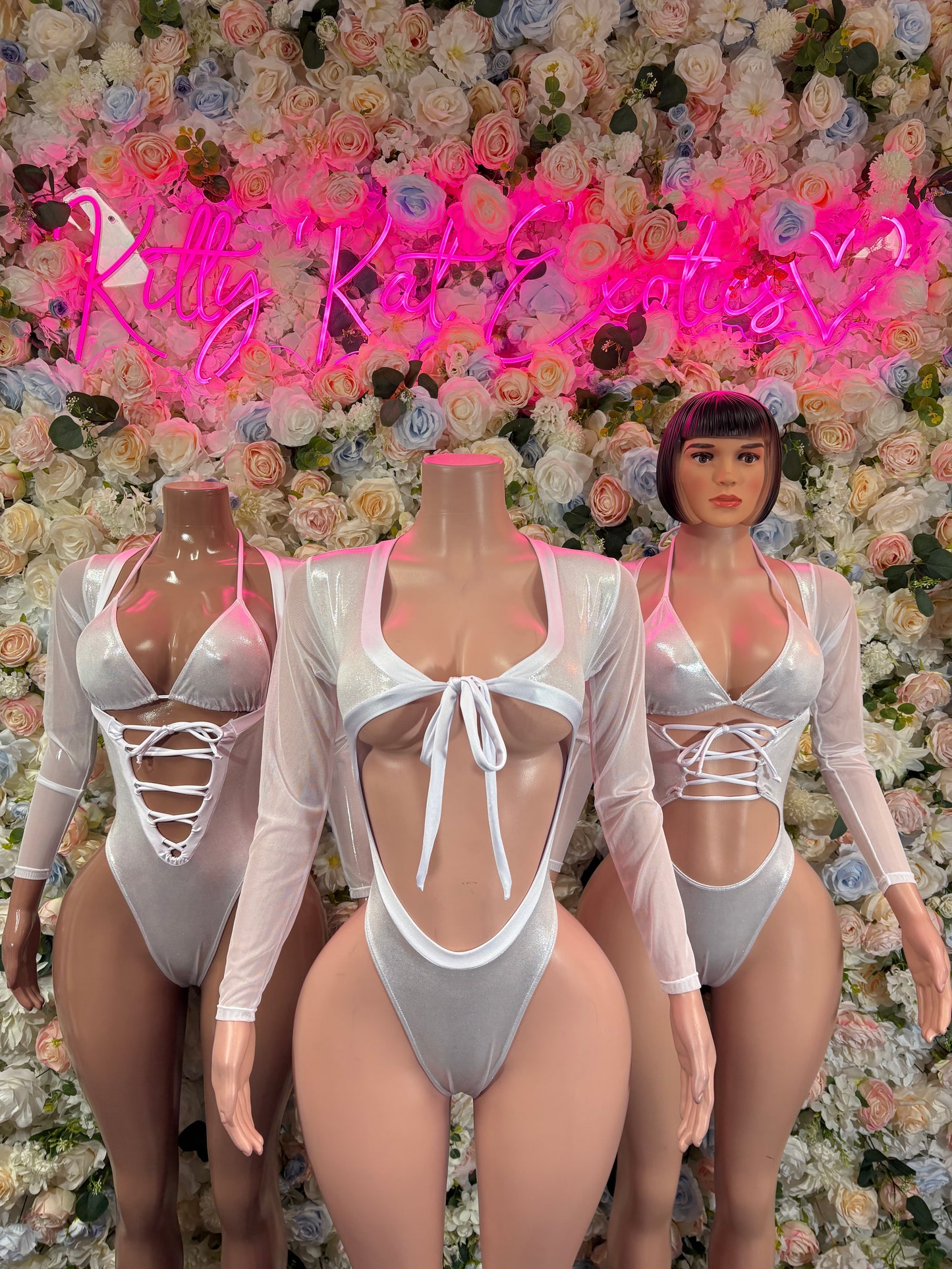 Bottlegirl Bodysuit One-Piece Bodysuit Silver Metallic – Exotic Dancewear Festival wear Rave Outfit