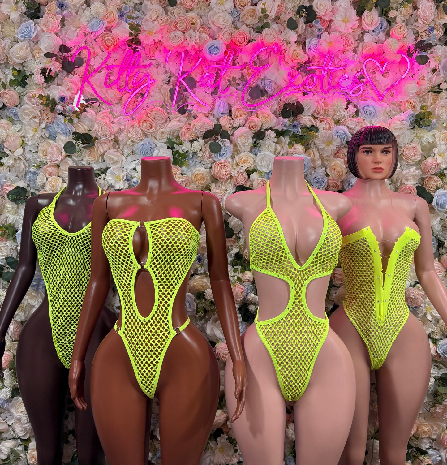 Ravewear One-Piece Fishnet Bodysuit - Neon Green | Exotic Dancewear for Performers, Raves, & Festival Clothing