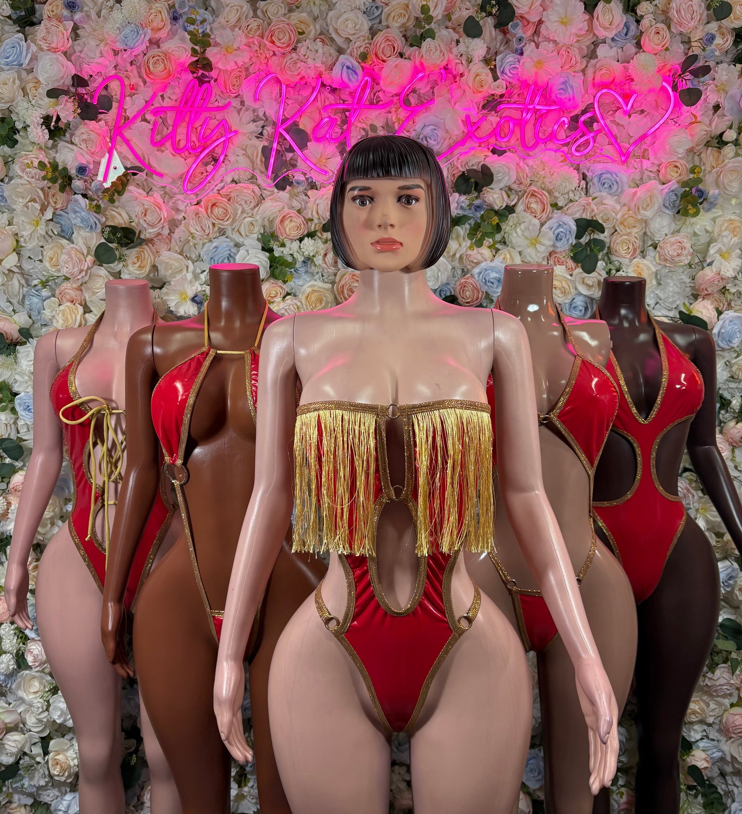 Matte Red Festival Bodysuit Women - Rave Outfit Exotic Dancewear Clubwear Bottle Girl Bodysuit