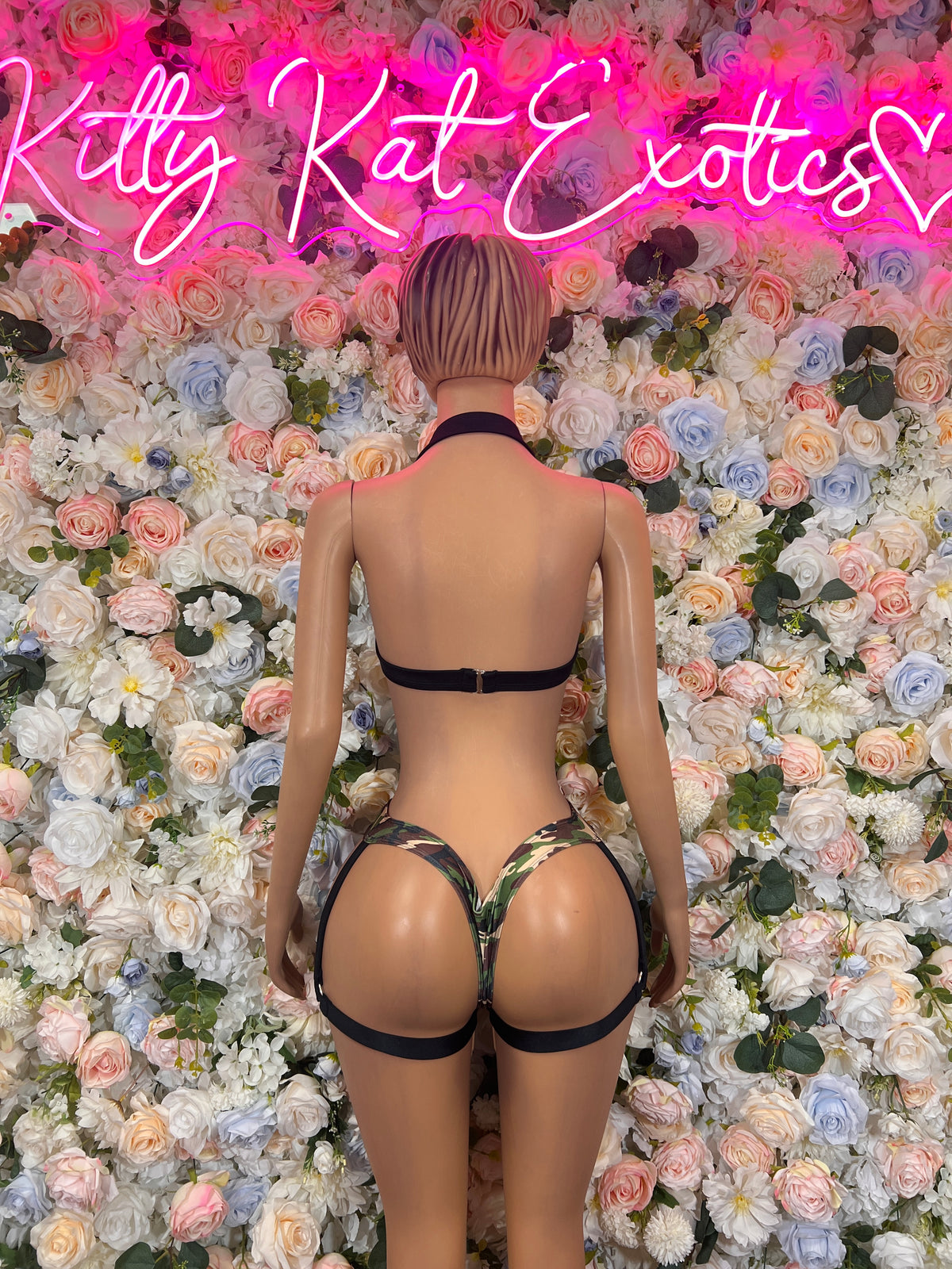 Camo Bikini Set with O-Ring – Sexy Rave Festival Micro Thong Outfit Military