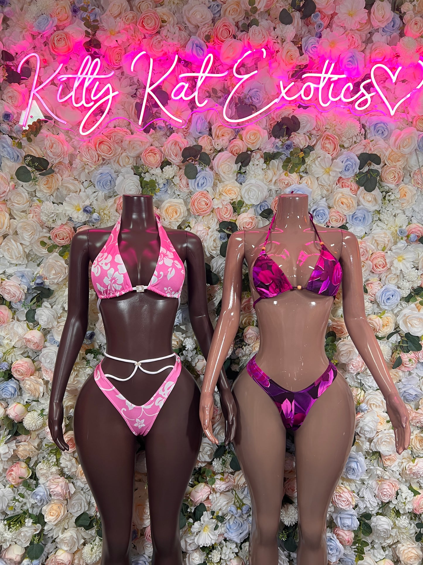 Fuchsia Floral Print Bikini Two Piece Rave Wear