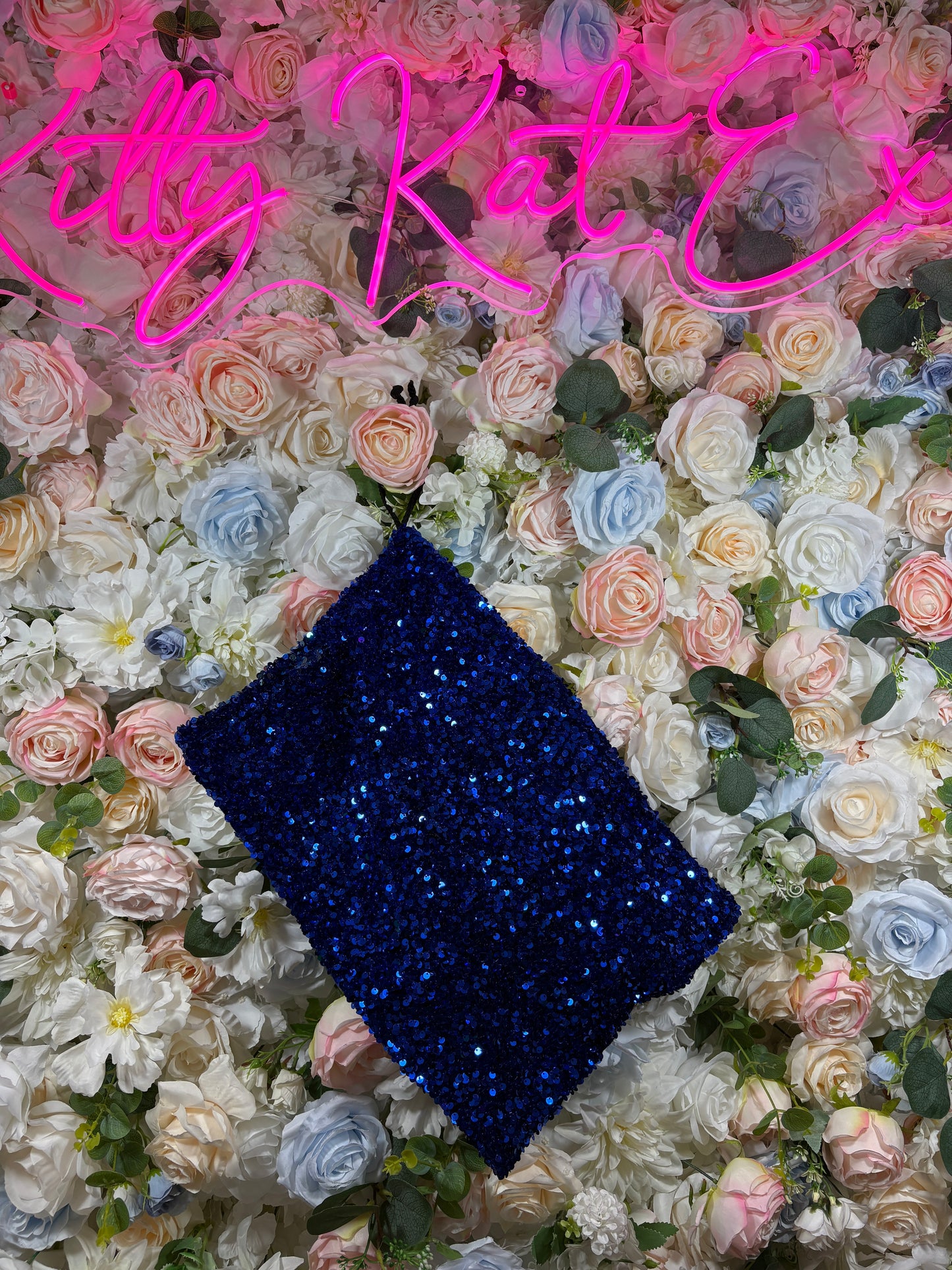 Blue Sequence Money Bag