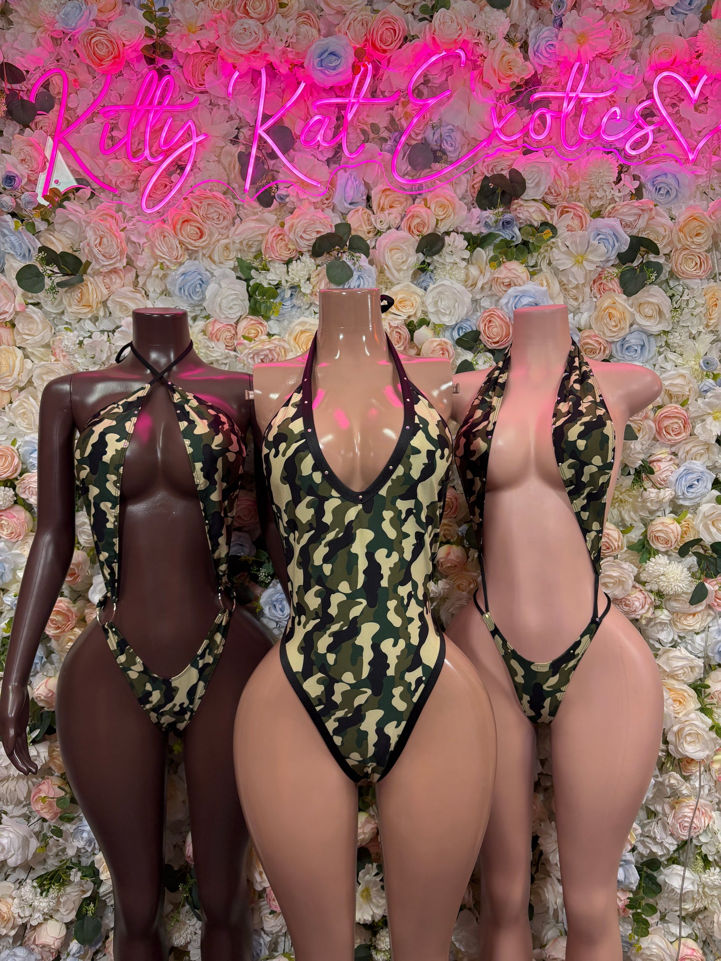 Camo Print Bodysuit - Festival Outfit, Exotic Dancewear, Rave Clubwear, Party Bodysuit