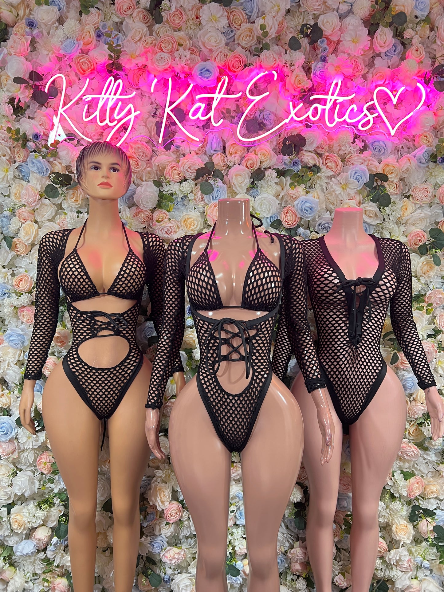 Bottlegirl Black Fishnet Bodysuit - One Piece Bartender Outfit, EDM Dancewear, Party Clubwear