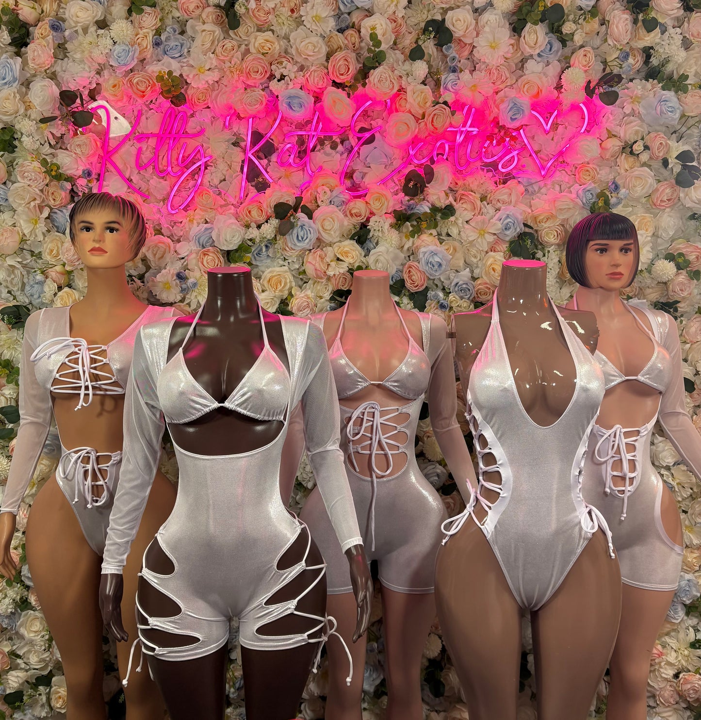 Bottlegirl Bodysuit Silver Metallic Bodysuit - Hologram Design | Exotic Dancewear Bartender Oufit