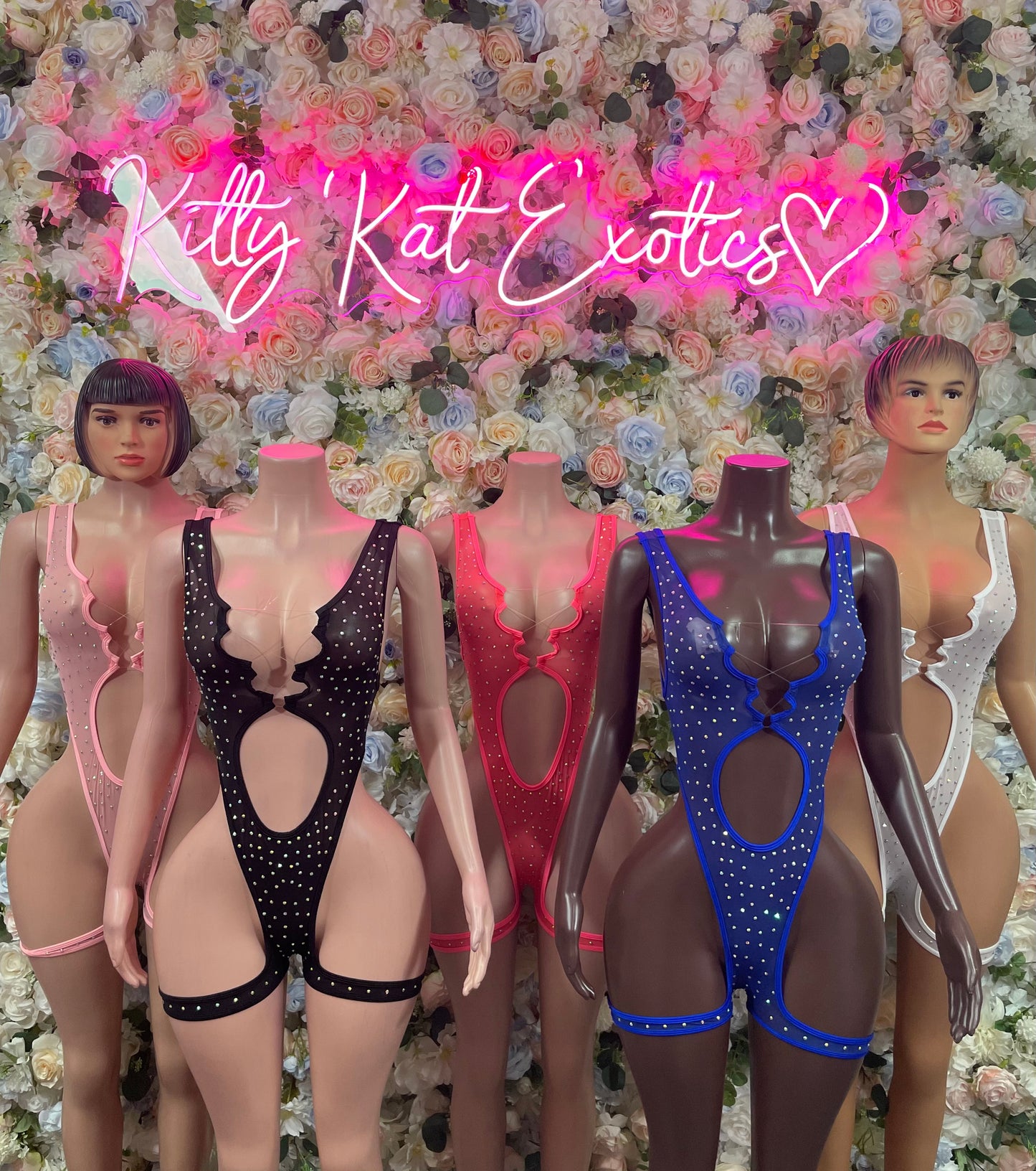 Rhinestone Bodysuit Black Exotic Dancewear