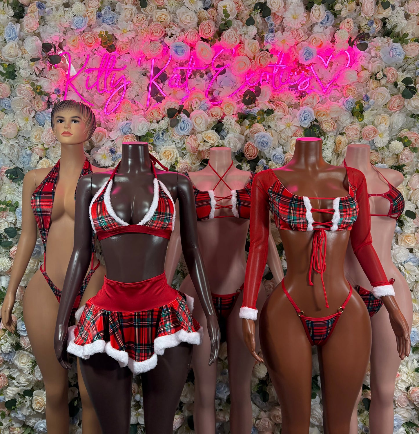 Christmas Holiday Outfit Two Piece Bikini “Gift” Red Santa Exotic Dancewear Costume Holiday