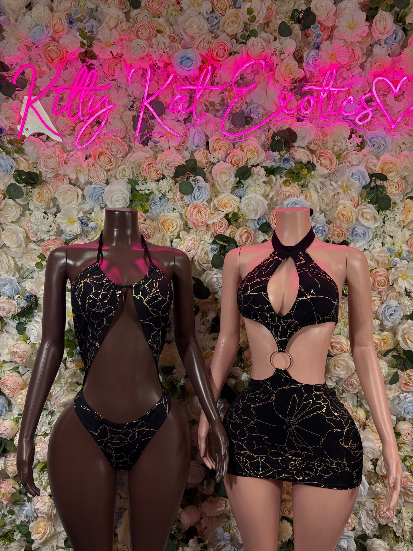 Exotic Dancewear Black & Gold Dress Womens Clothing - Mini Dress Date Night Rave Festival wear