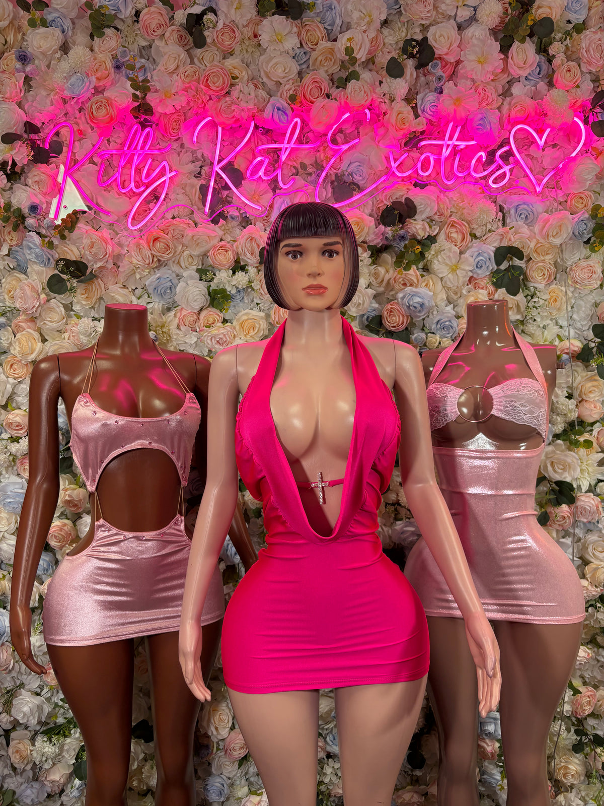 Pink Metallic Bodycon Mini Dress | Festival Clothing Club Dress