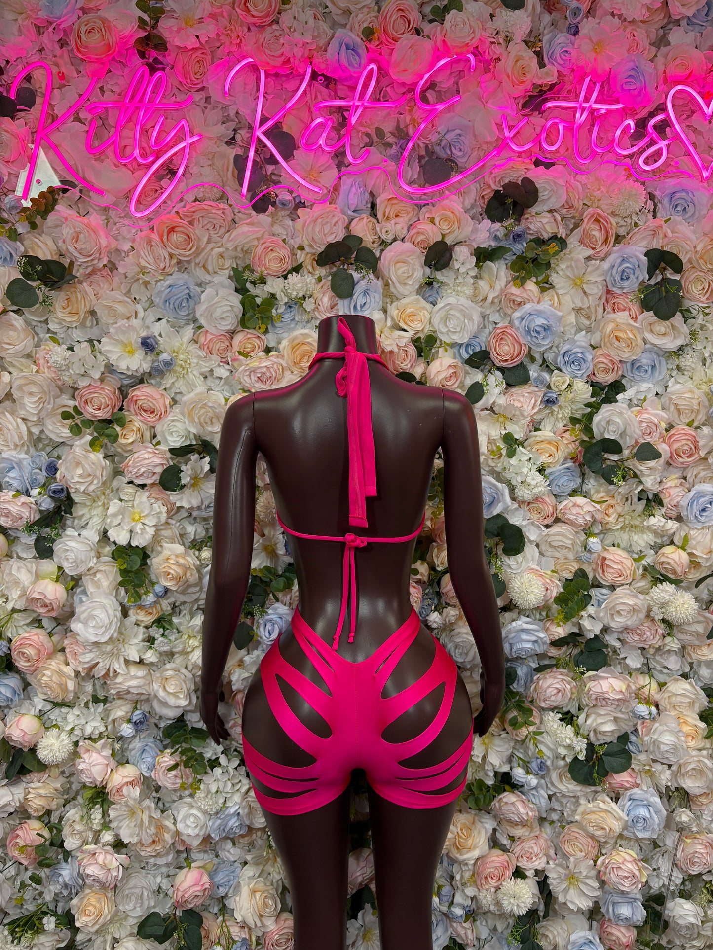 Pink Two Piece Set Exotic Dancewear Rave Festival Outfit