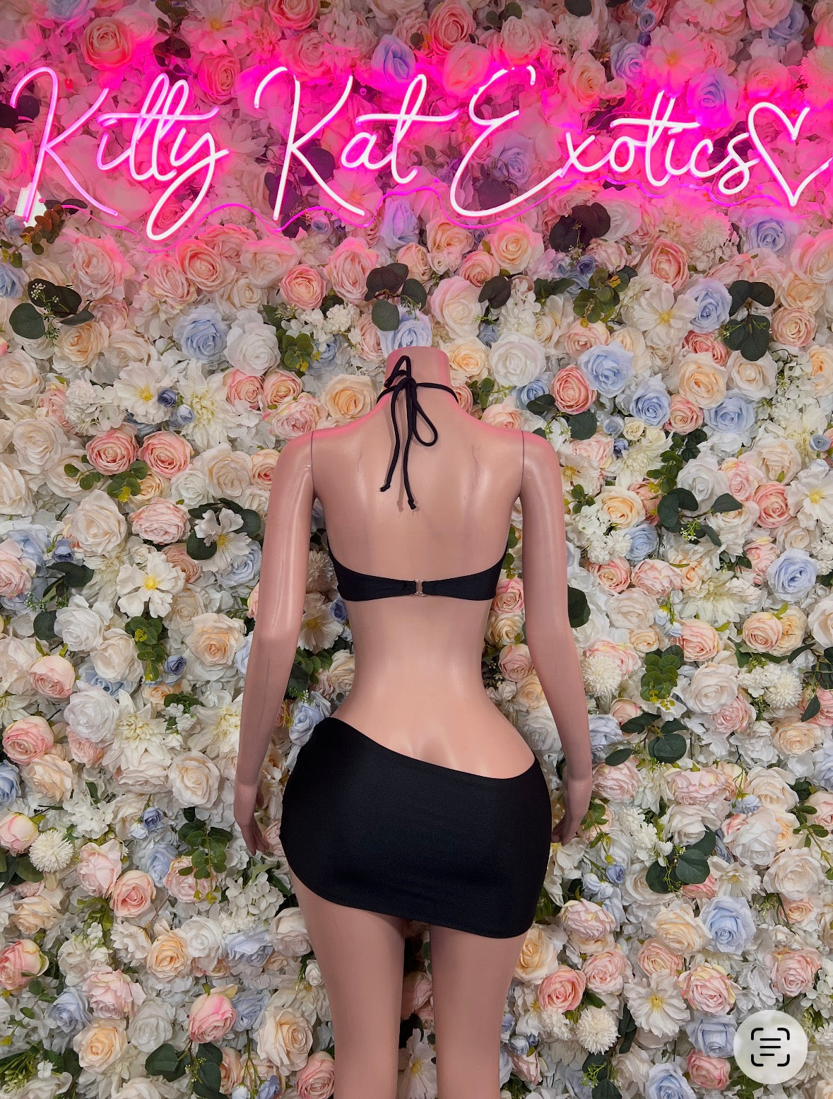 Black Strappy Lace Up Halter Crop Top Mini Skirt Set Rhinestone Rave Festival Outfit