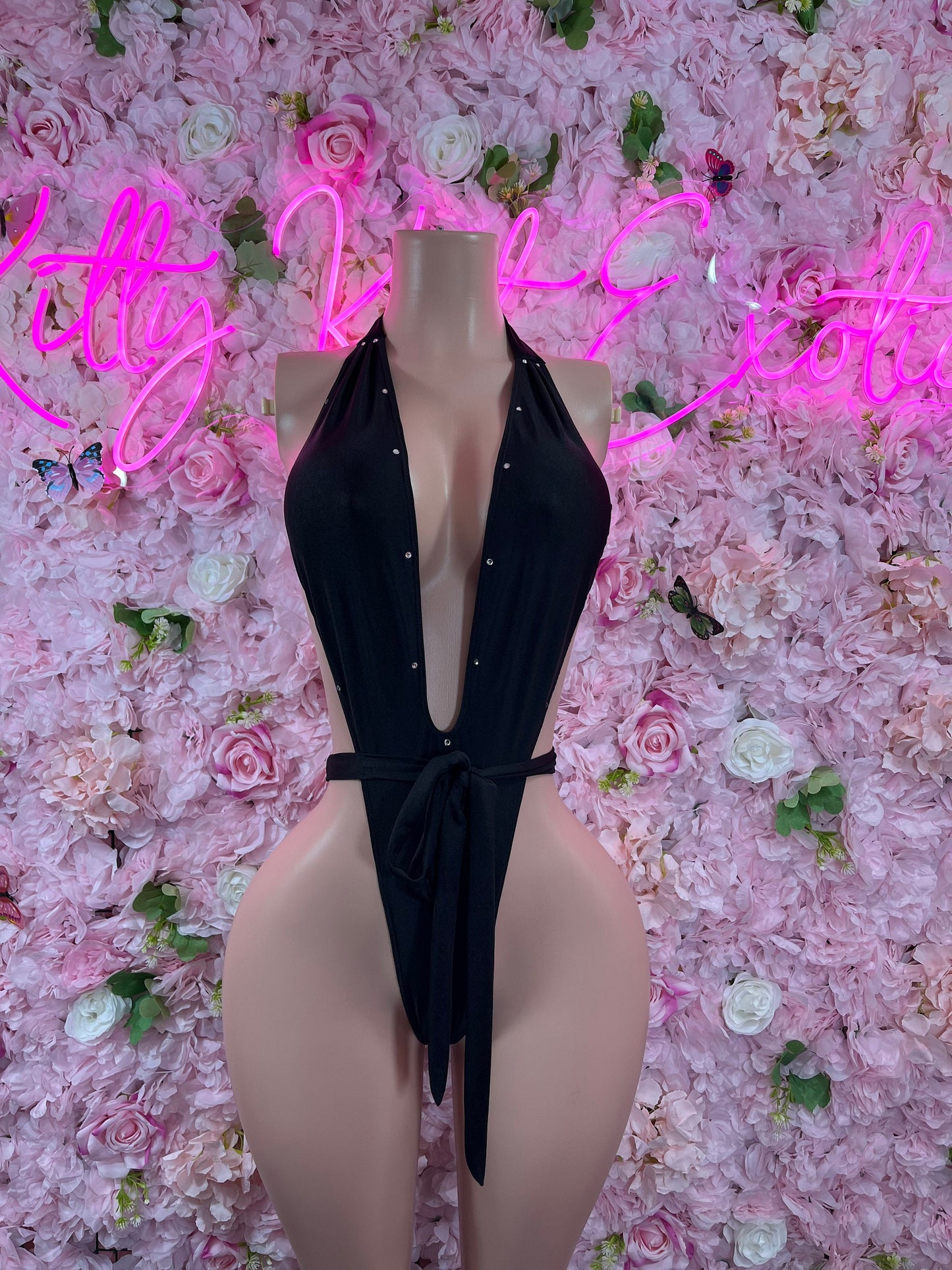 Exotic DancewearOne-Piece Black Bodysuit Exotic Dancewear for Performers, Raves, or Night Out | Sexy and Flattering Style