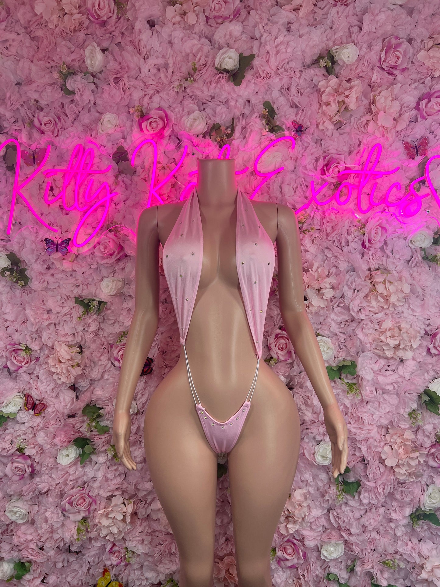 Exotic DancewearSlingshot Bodysuit Pink Sexy Outfit for Parties, Clubwear, or Festivals | Trendy and Eye-Catching Fashion Exotic Dancewear