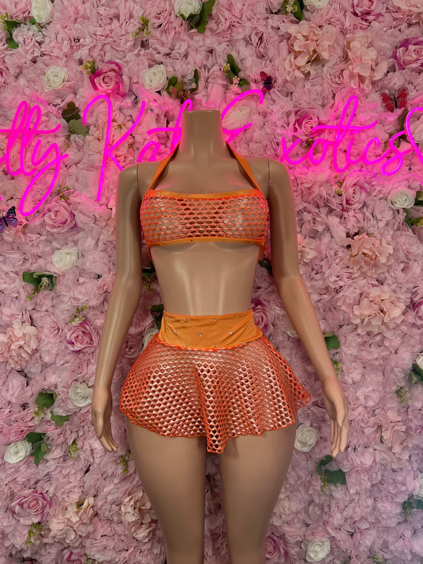 Two Piece Skirt Set Orange