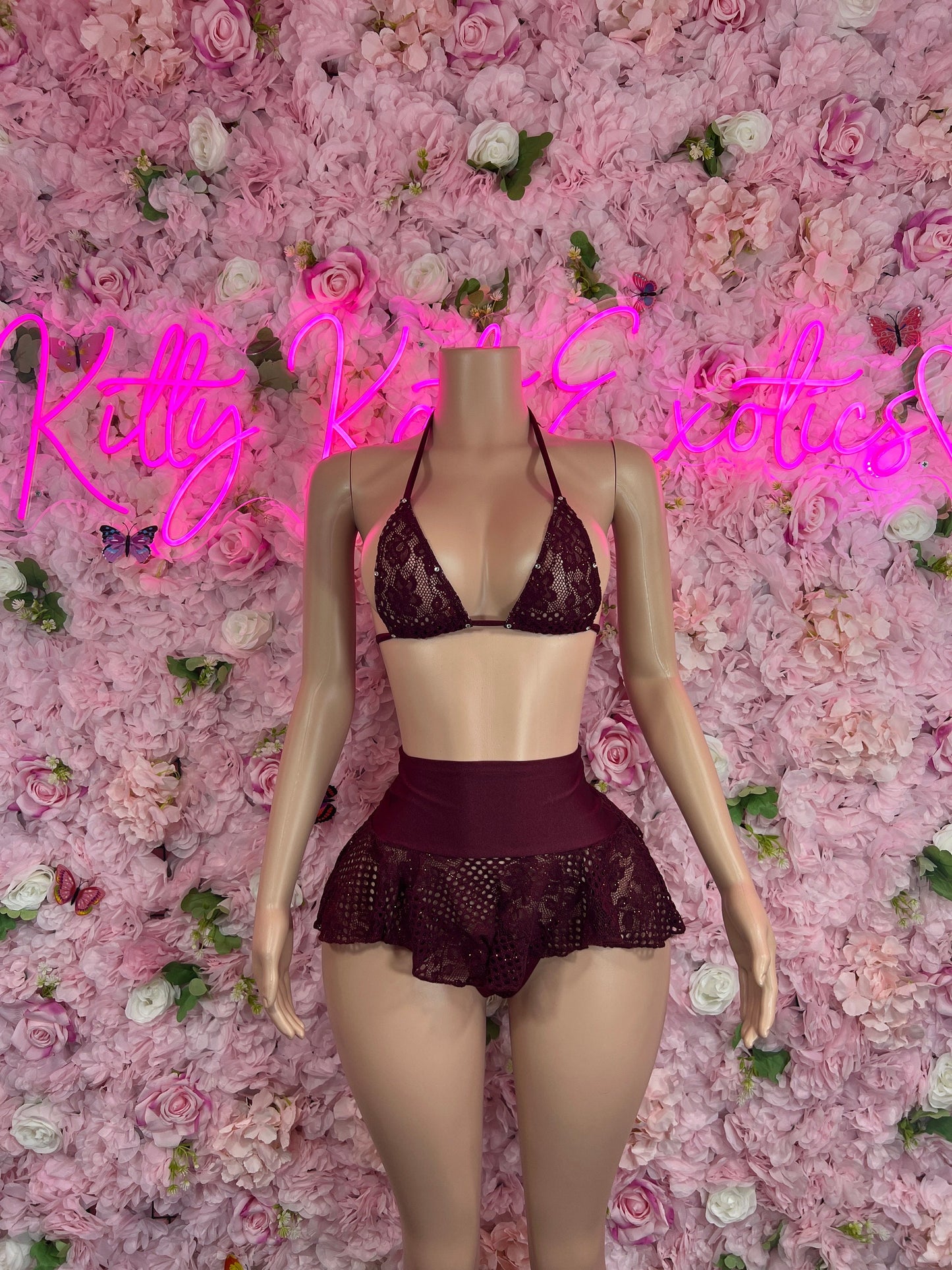 Two Piece Skirt Set Burgundy