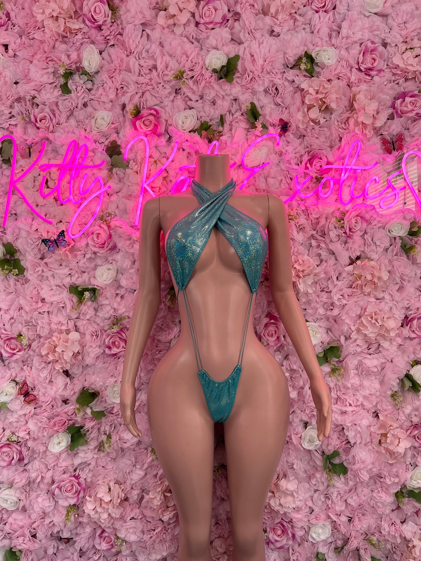 Slingshot Bodysuit Turquoise Sexy Outfit for Parties, Clubwear, or Festivals | Trendy and Eye-Catching Fashion Exotic Dancewear