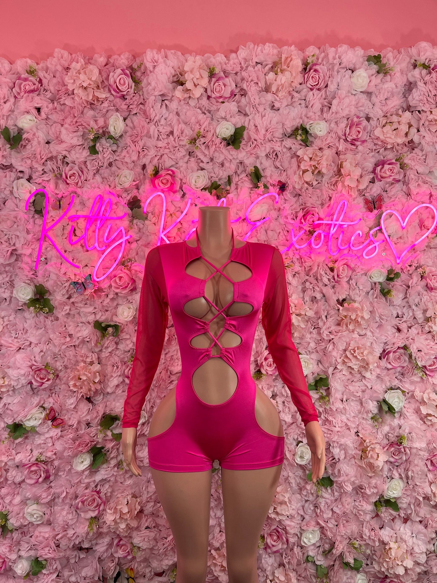 New Years Bottlegirl Pink Bodysuit Sexy One-Piece Festival Wear, Clubwear, or Performance Outfit | Eye-Catching Party Style