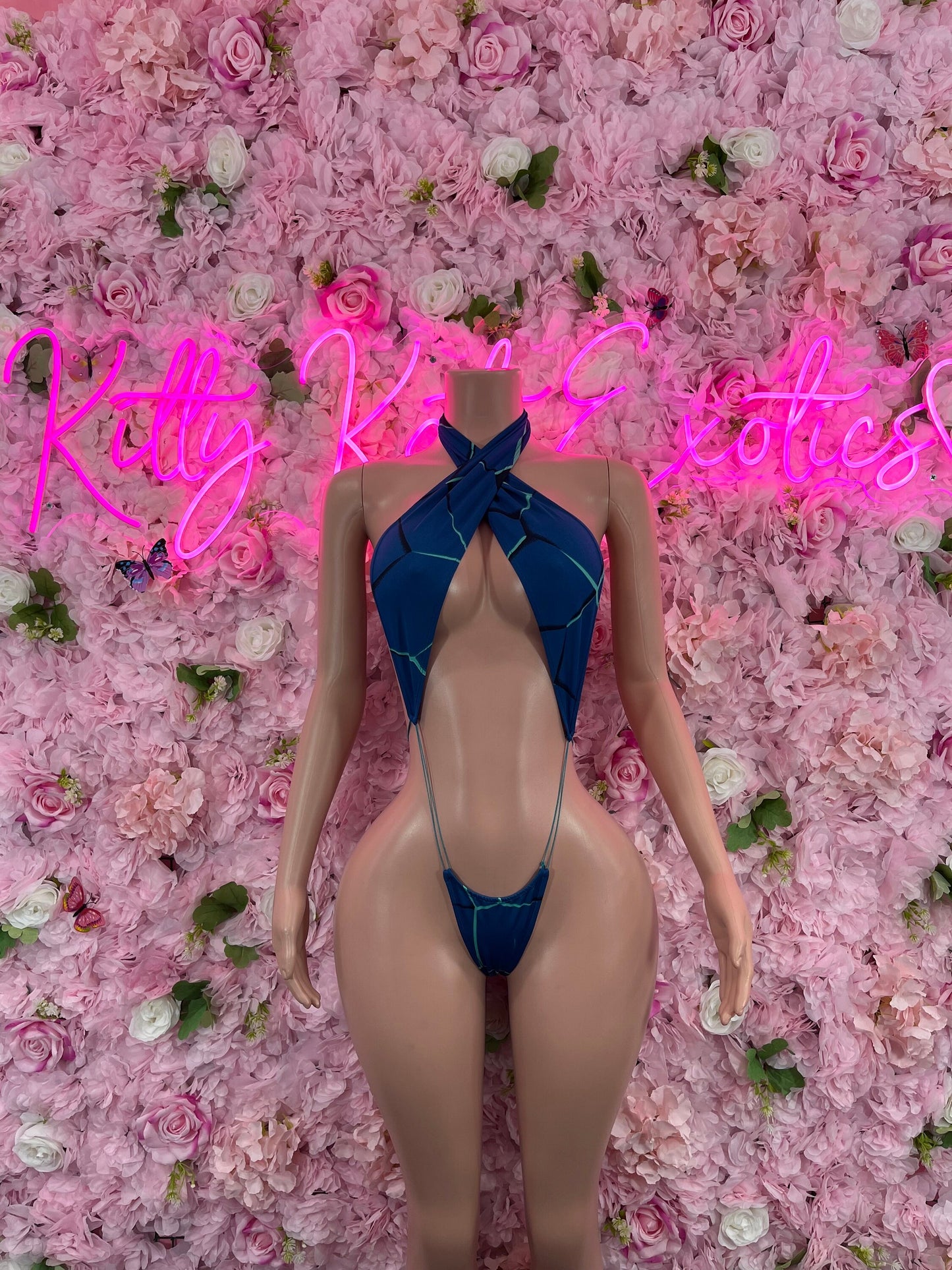 Exotic DancewearSlingshot Bodysuit Blue Sexy Outfit for Parties, Clubwear, or Festivals | Trendy and Eye-Catching Fashion Exotic Dancewear