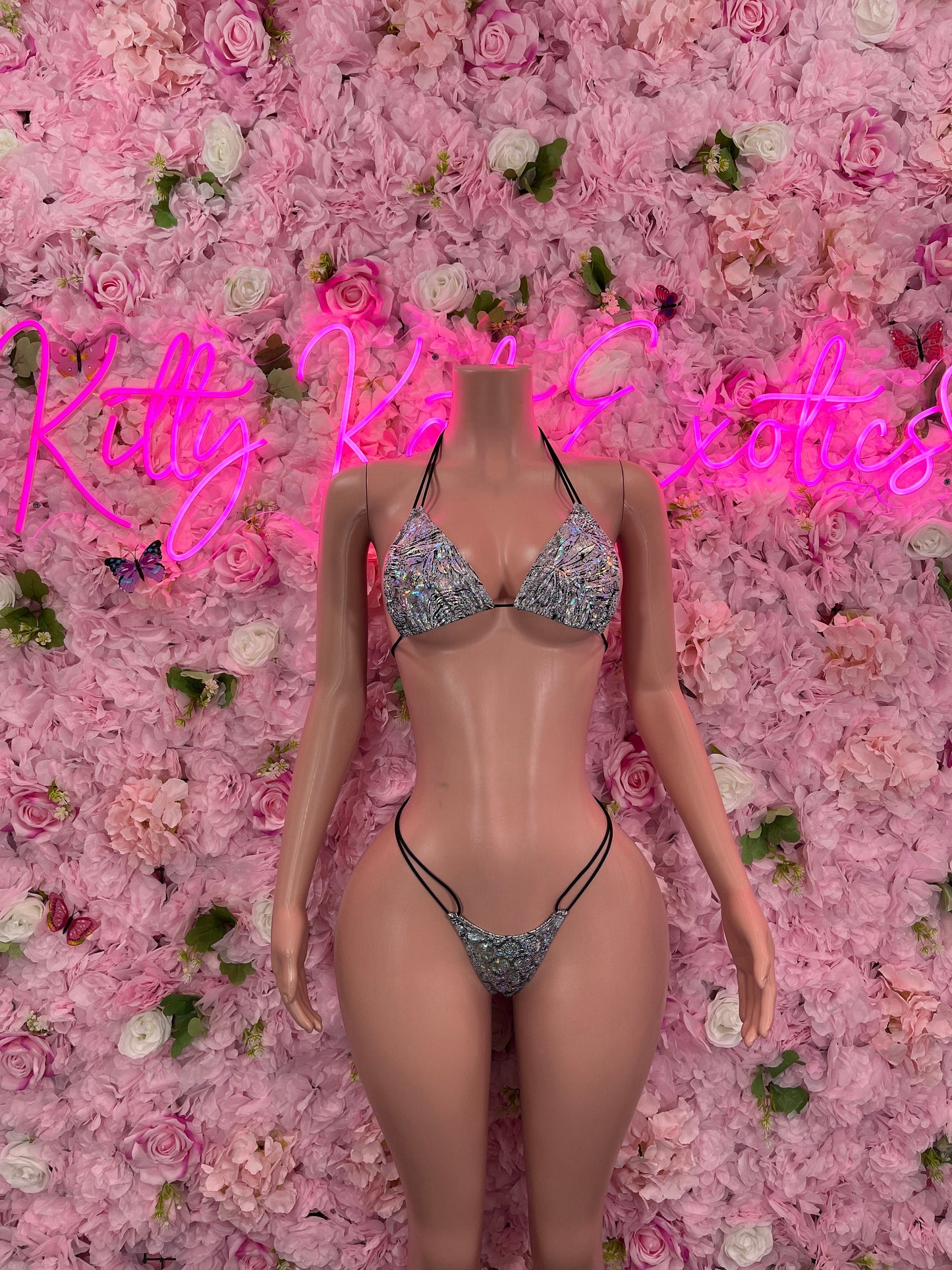 Two-Piece Platinum Bikini Cute Swimsuit Set for Beach, Pool, or Vacation | Exotic Dancewear Festival wear