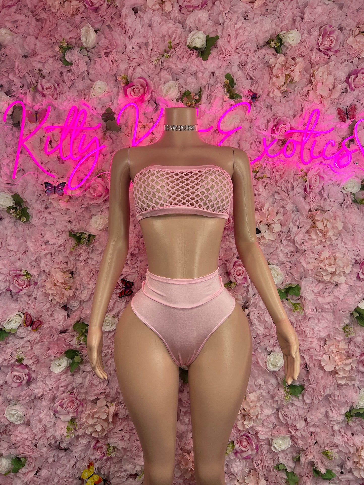 Rave Outfit Two Piece Fishnet Chocker Exotic Dancewear