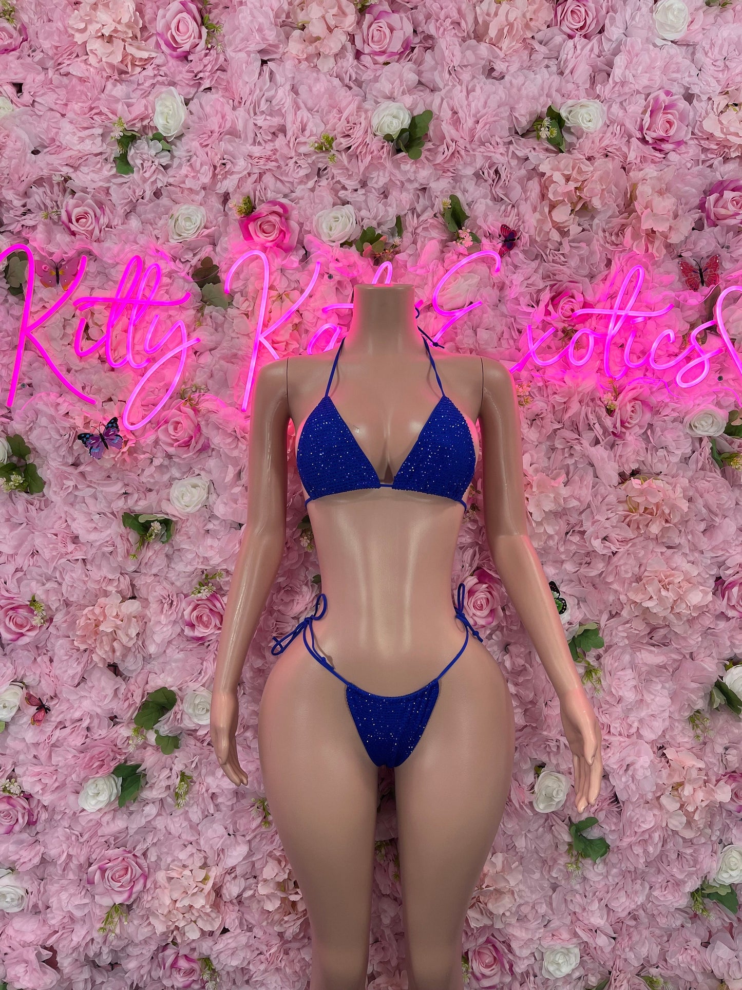 Two Piece Rhinestone Bikini Royal Blue