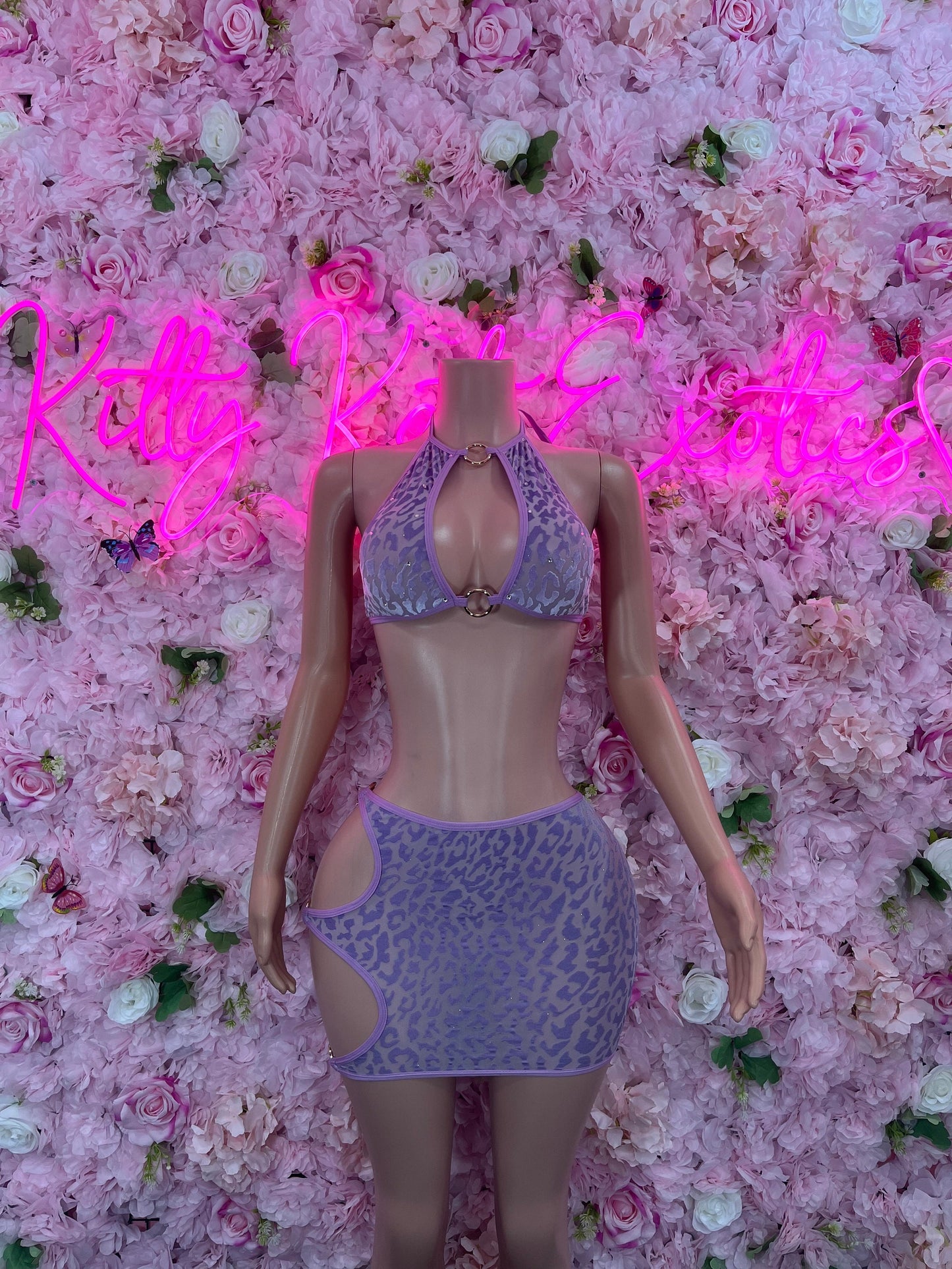 Two Piece Skirt Set Lilac Velvet