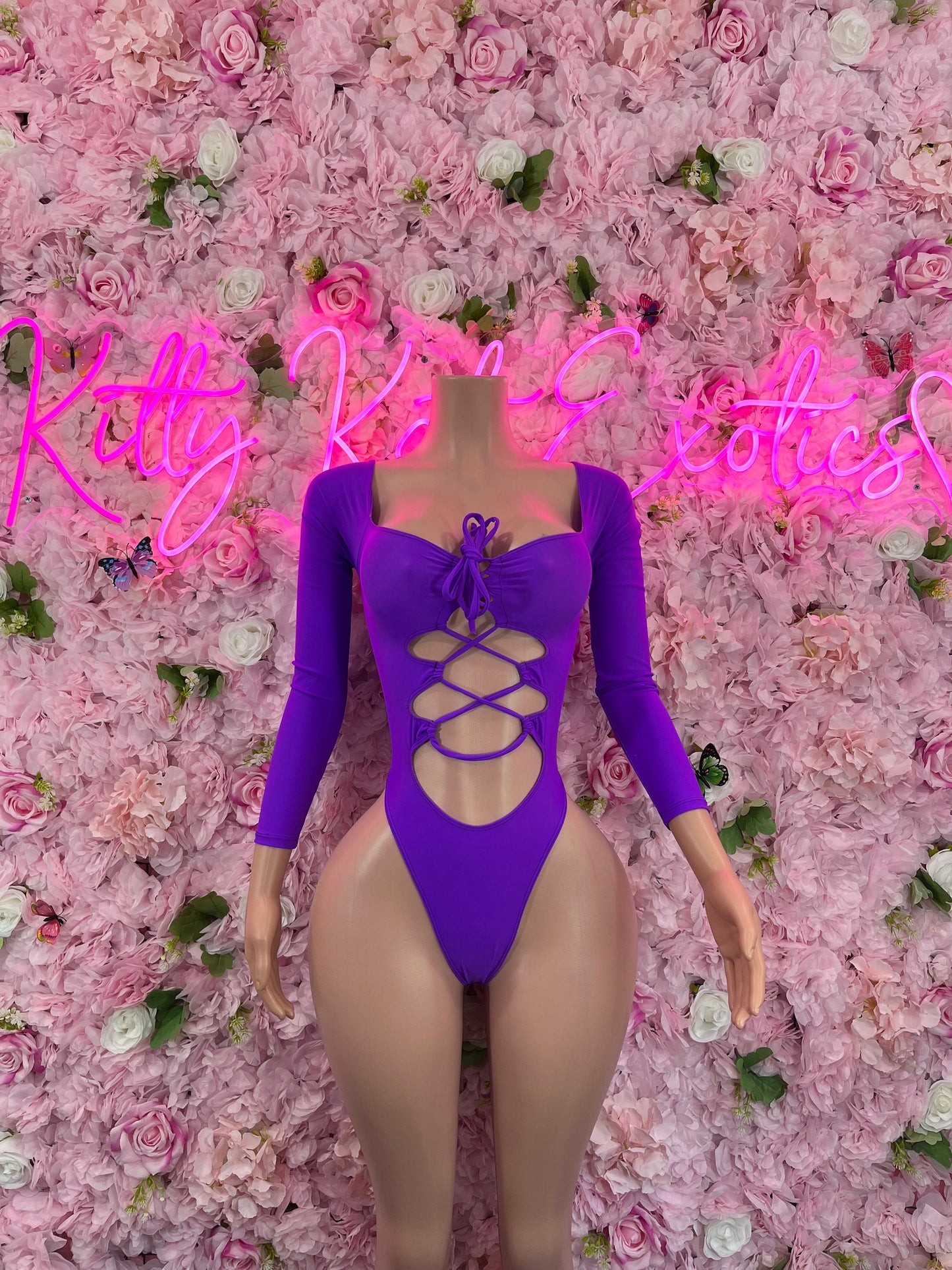 New Years Bottlegirl One Piece Purple Bodysuit Bartender OutfitStartender One Piece Purple