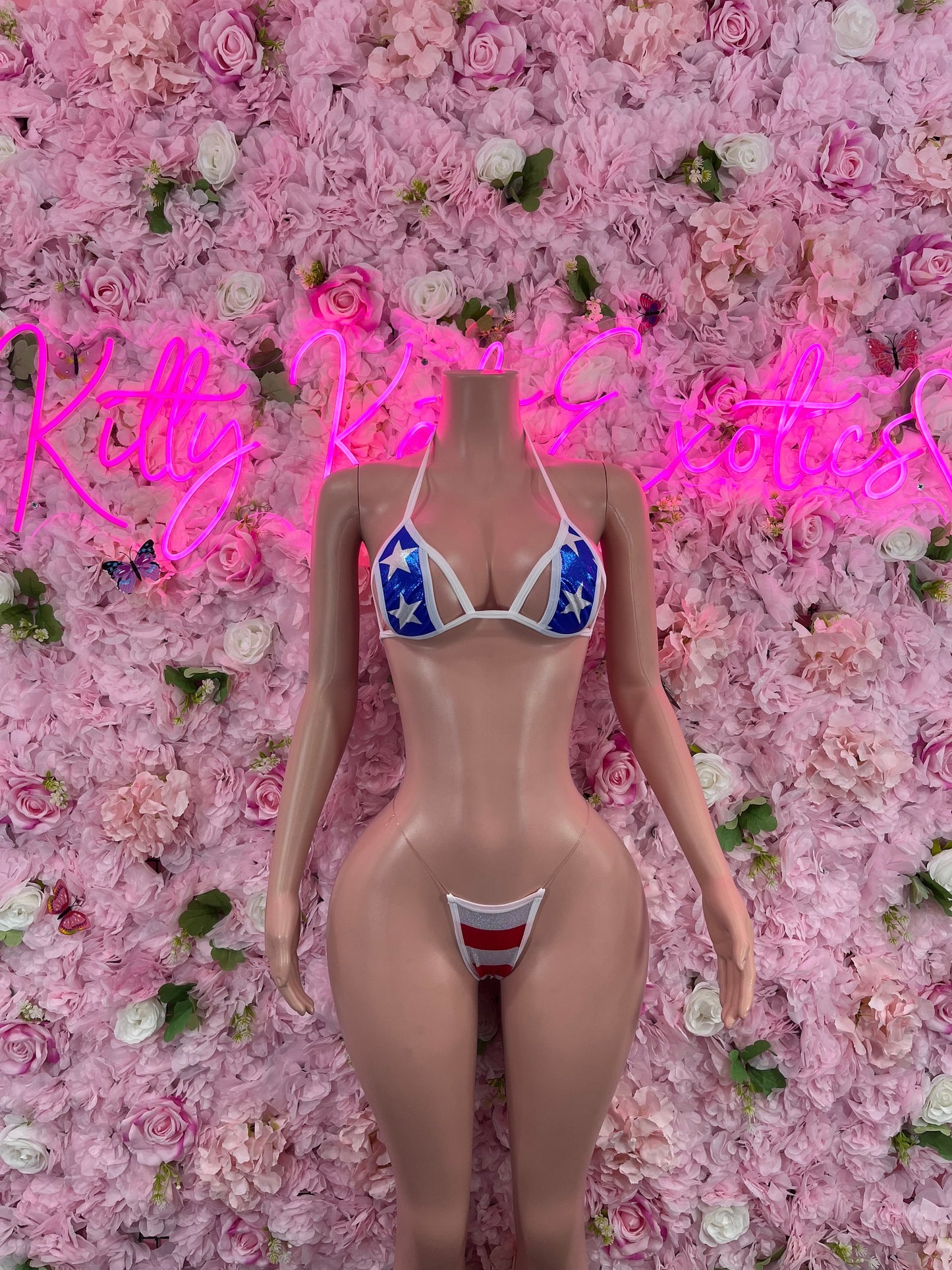 Two Piece USA Gstring Patriotic Swimsuit for Beach, Pool Parties, or Summer Fun | Stylish and Comfortable Swimwear