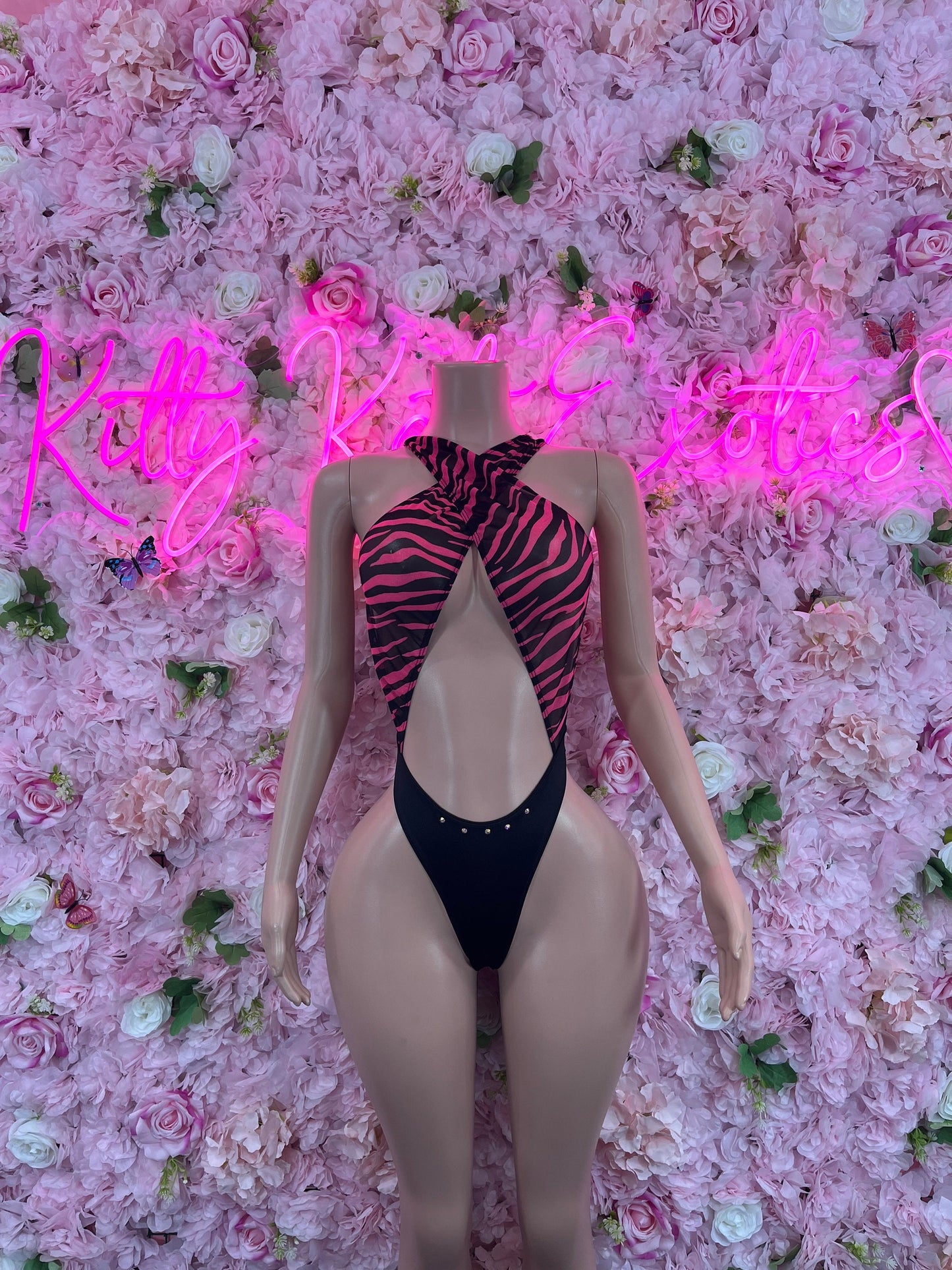 Exotic DancewearOne Piece Zebra Pink