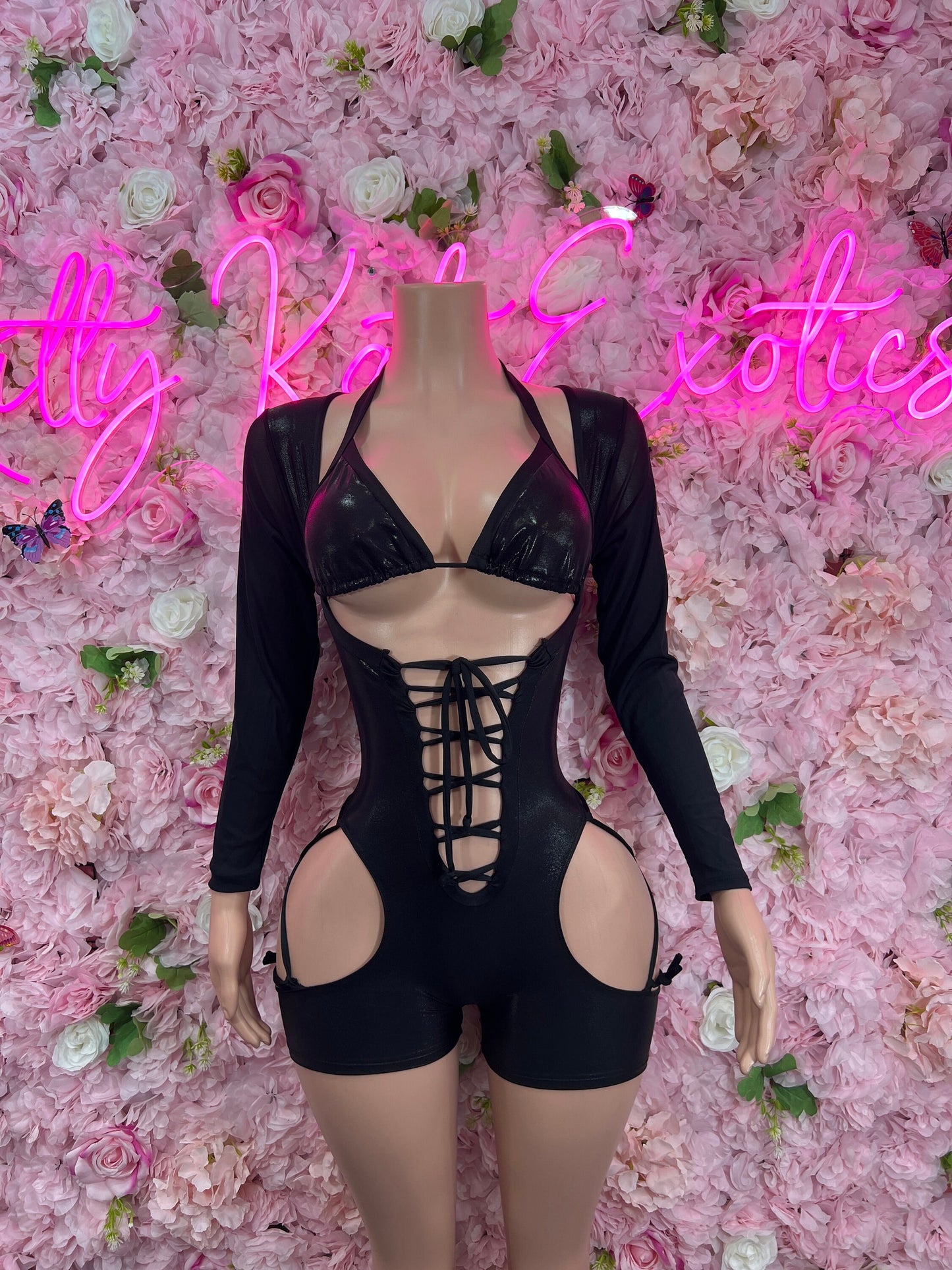 New Years Bottlegirl One Piece Black Bodysuit Ravewear Festival wearStartender One Piece Black