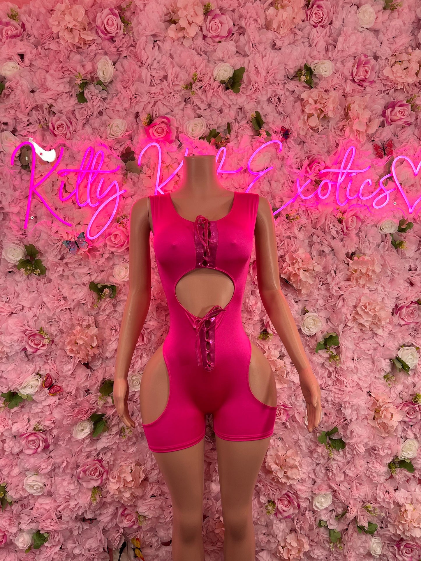 New Years Bottlegirl Pink Bodysuit Sexy One-Piece Festival Wear, Clubwear, or Performance Outfit | Eye-Catching Party Style