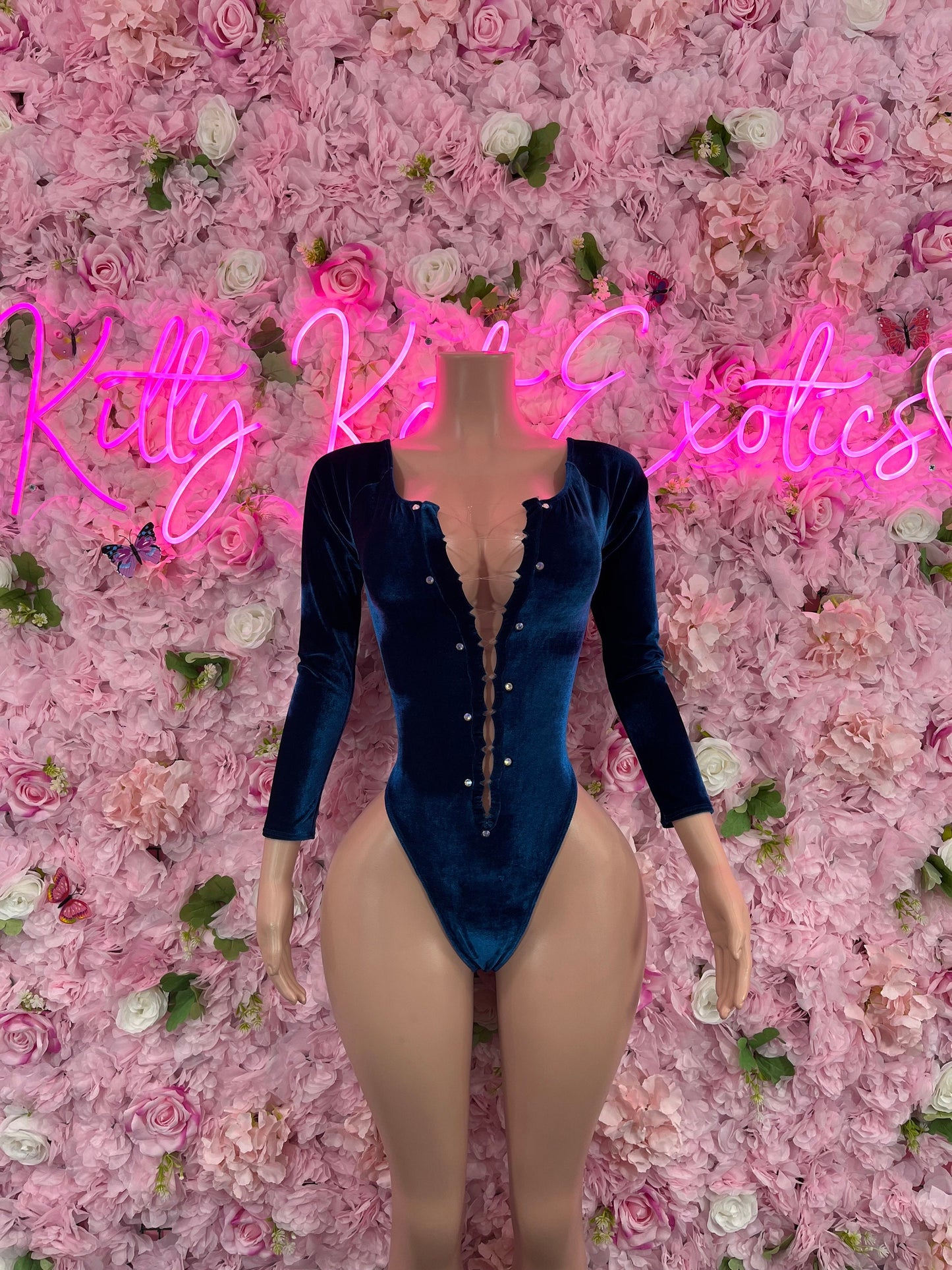 Exotic DancewearOne Piece Blue Velvet