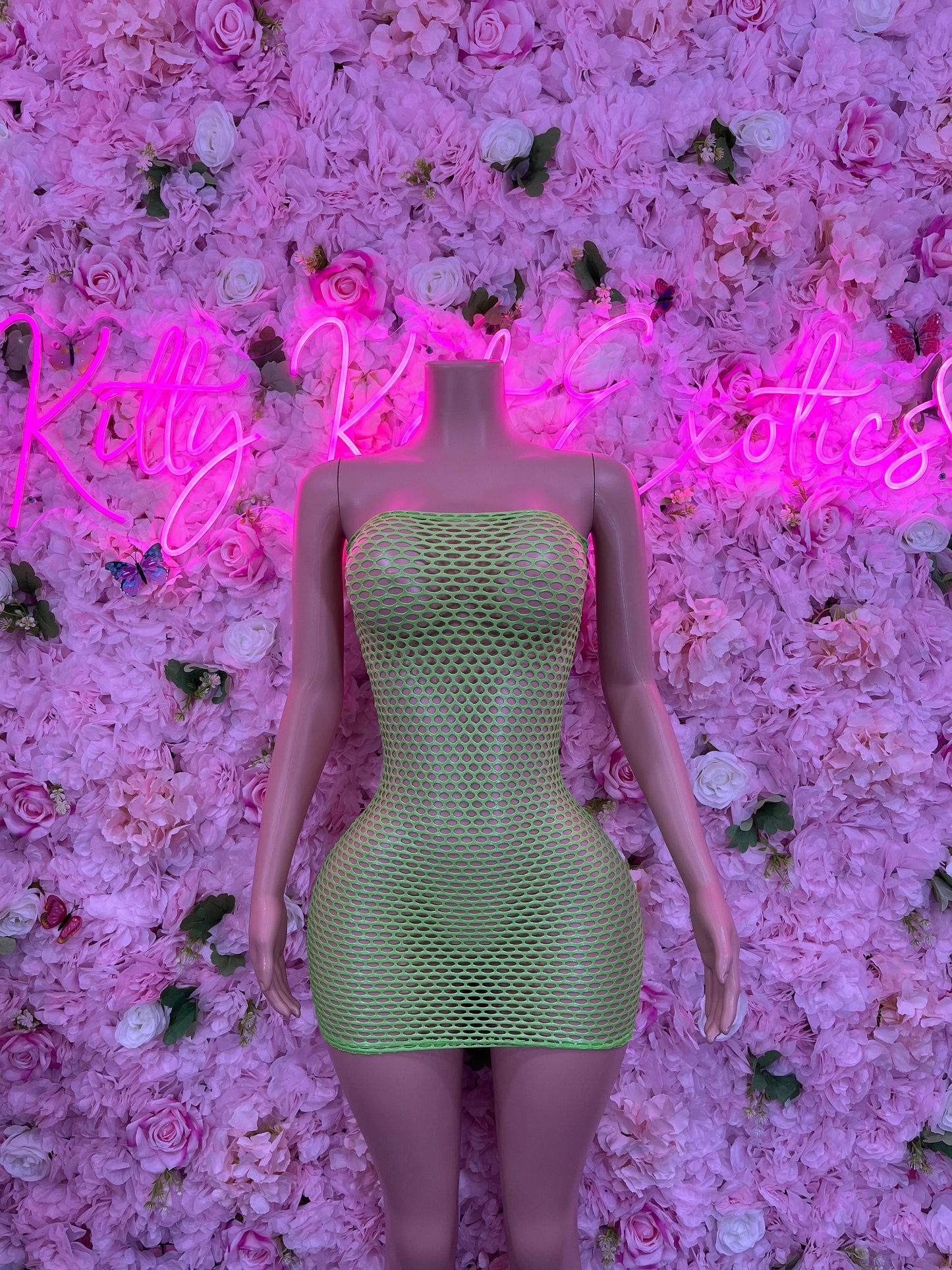 Green Fishnet Dress Sexy Clubwear & Dancewear for Raves, Parties, or Festivals | Bold and Eye-Catching Outfit