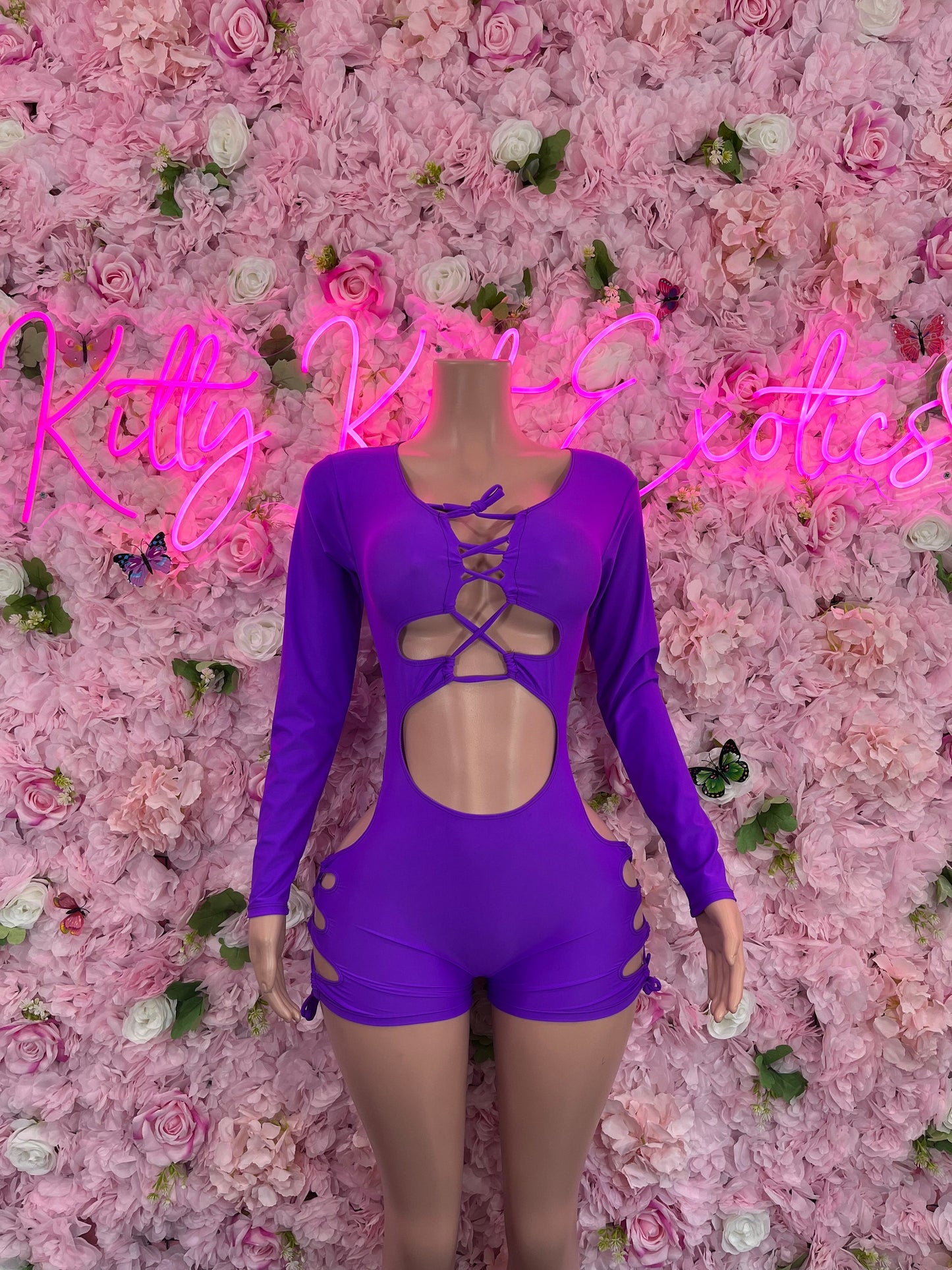 New Years Bottlegirl One Piece Purple Bodysuit Bartender OutfitStartender One Piece Purple