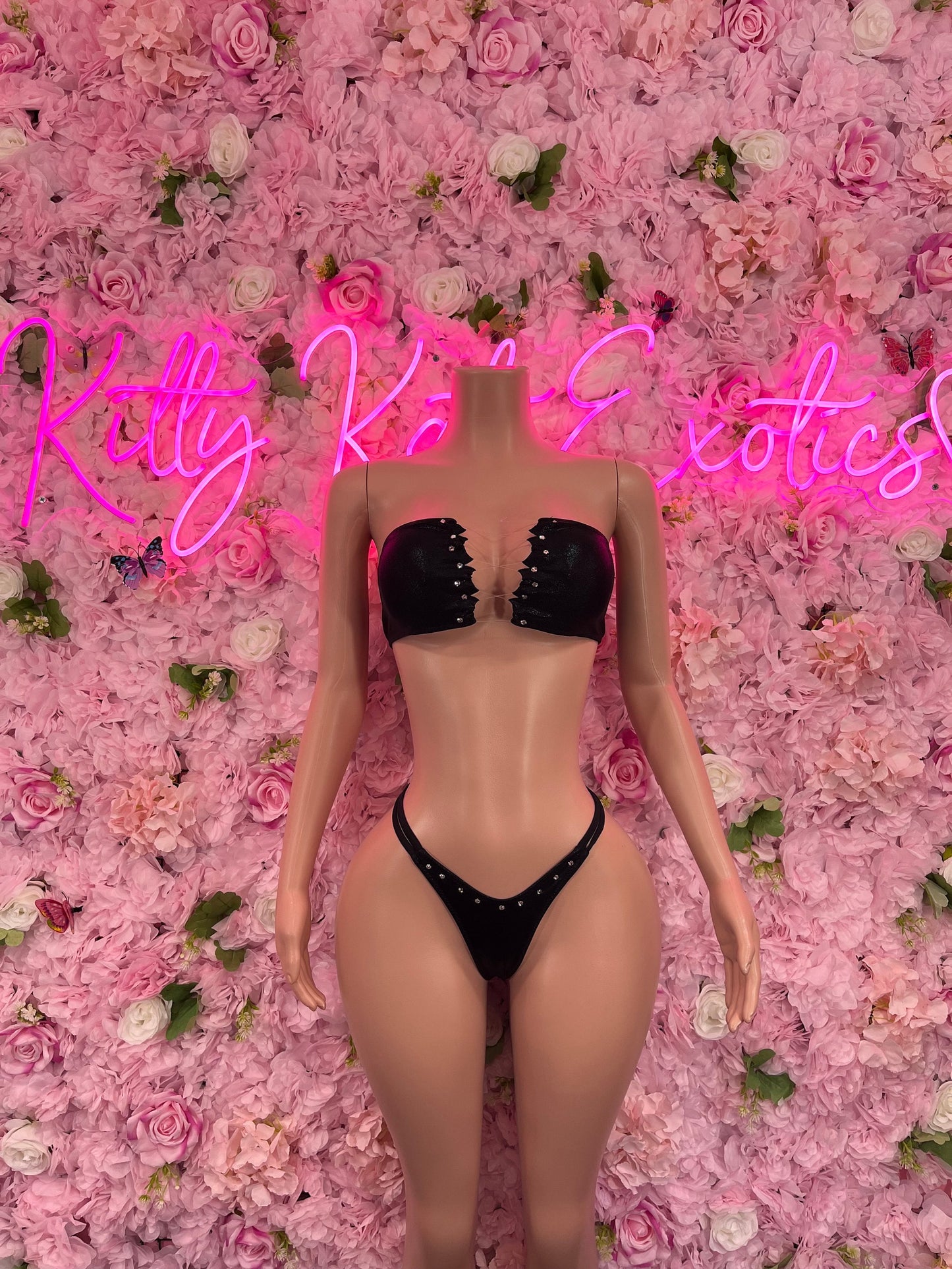 Two-Piece Black Bikini Cute Swimsuit Set for Beach, Pool, or Vacation | Exotic Dancewear Festival wear