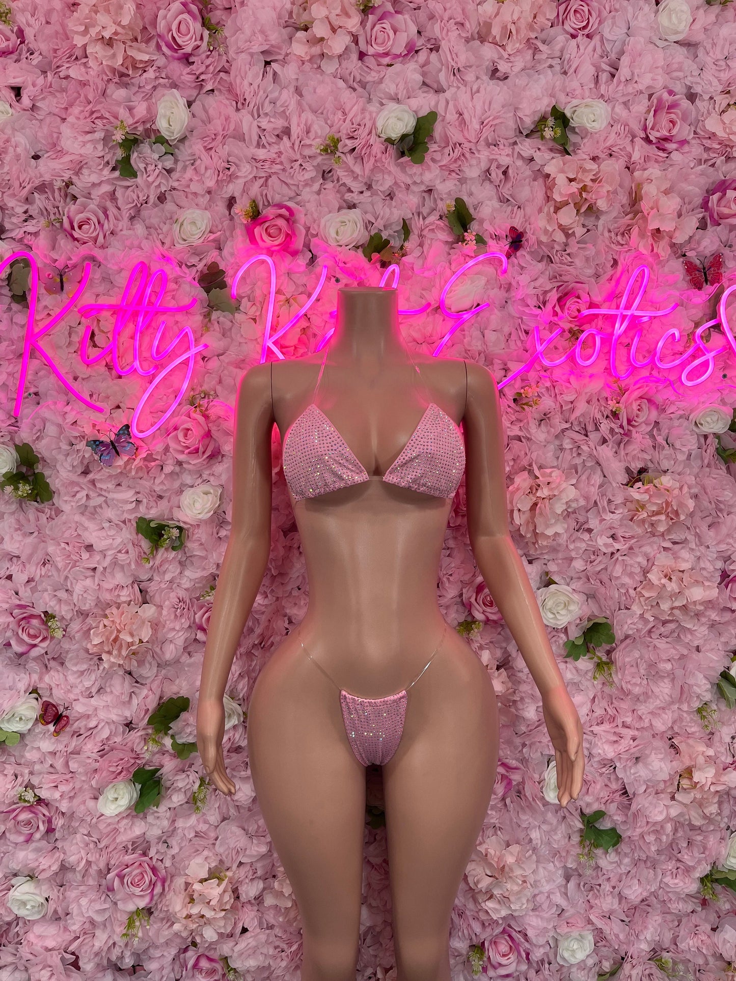 Two-Piece Pink Gstring Bikini Cute Swimsuit Set for Beach, Pool, or Vacation | Stylish and Flattering Swimwear