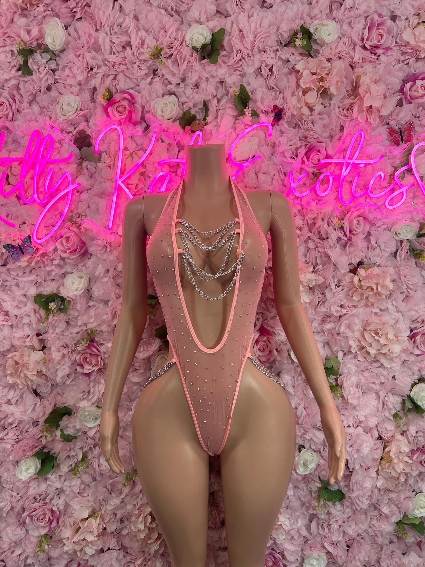 Exotic DancewearExotic DancewearOne Piece Pink Chainlink