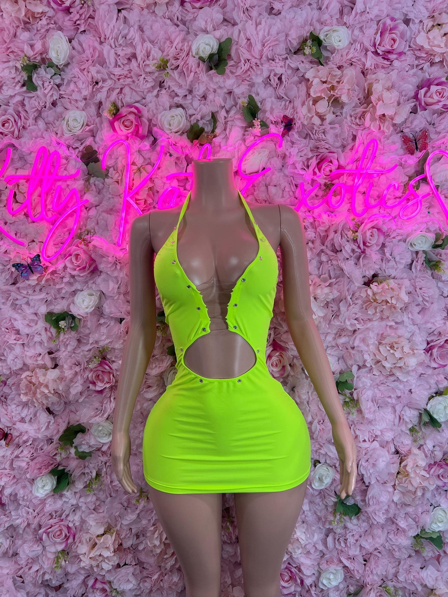 Exotic DancewearOne Piece Rhinestone Neon