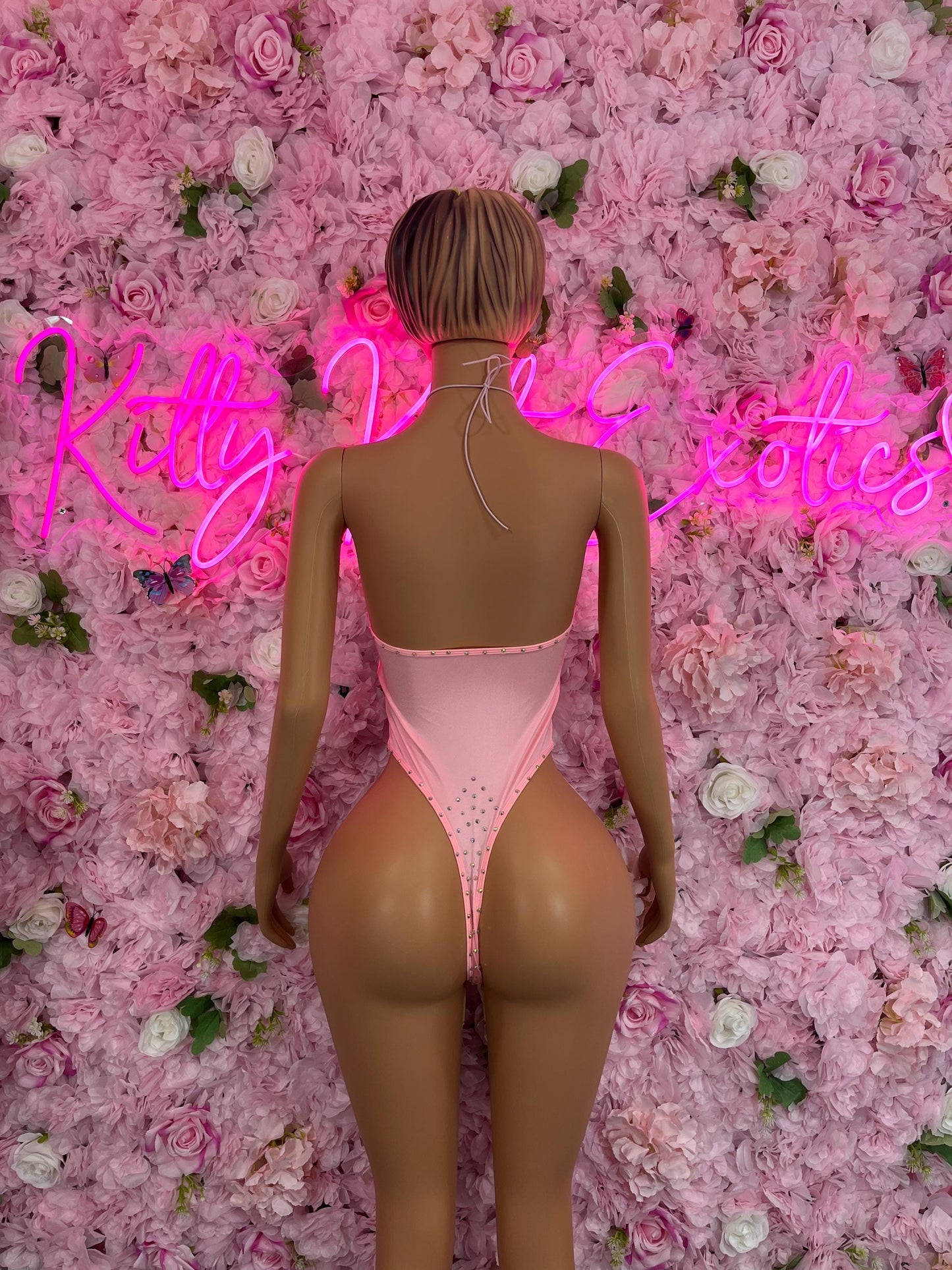 Exotic DancewearOne Piece Pink Rhinestone