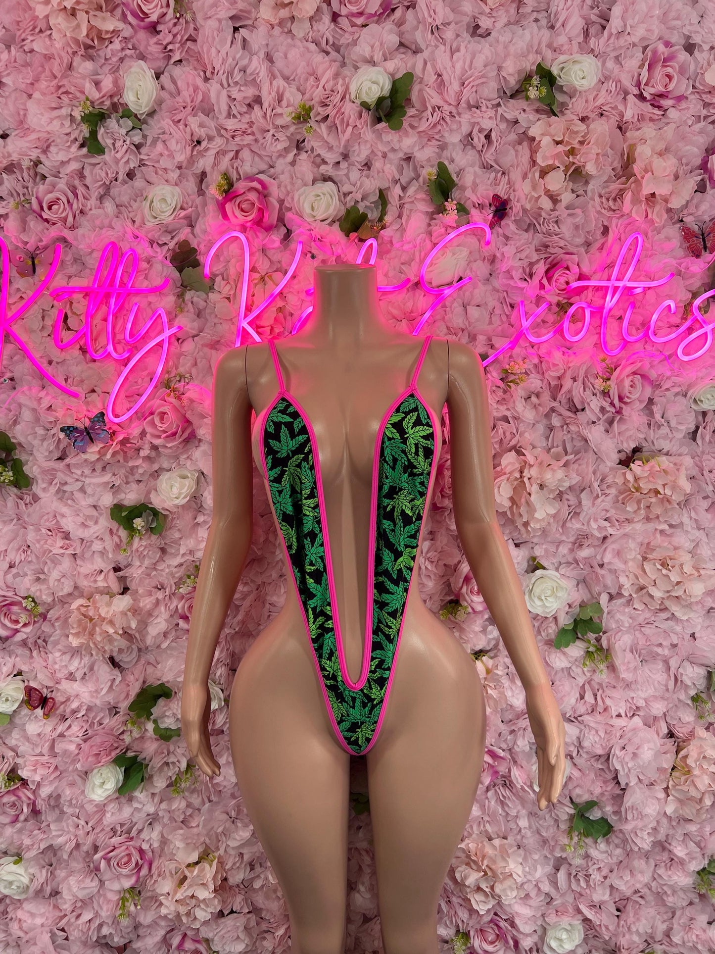 Exotic DancewearOne Piece Pink Green