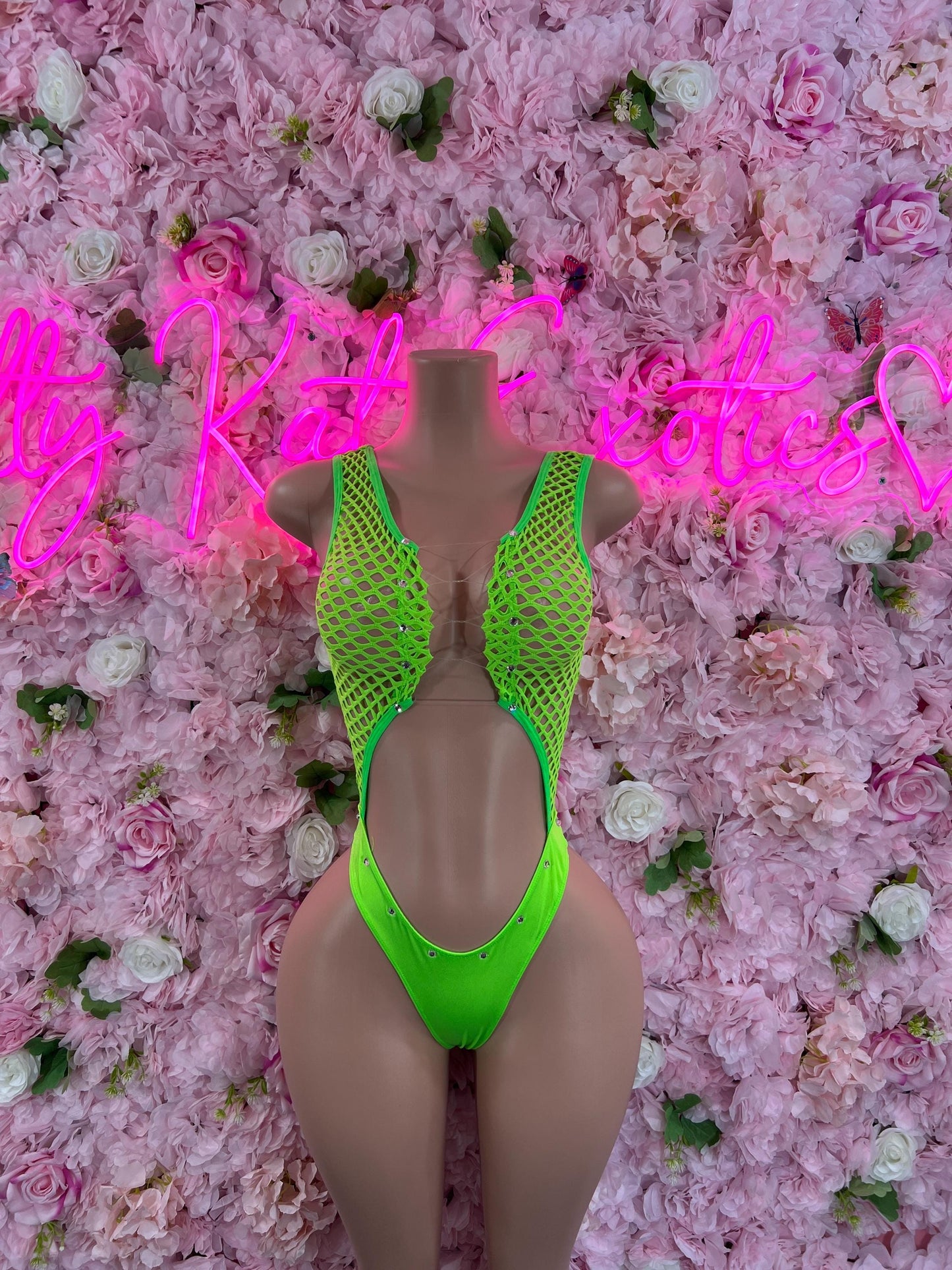 One Piece Green Fishnet