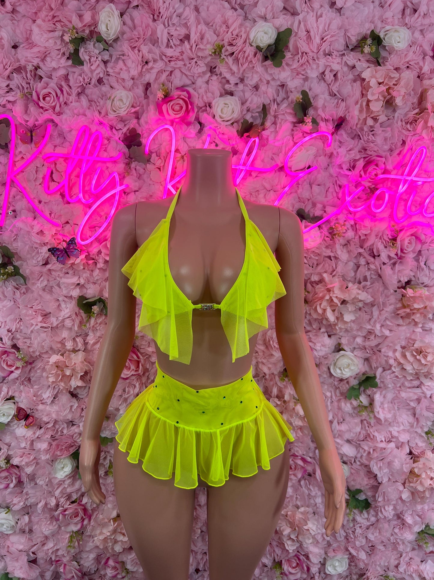 Two Piece Yellow Skirt Set