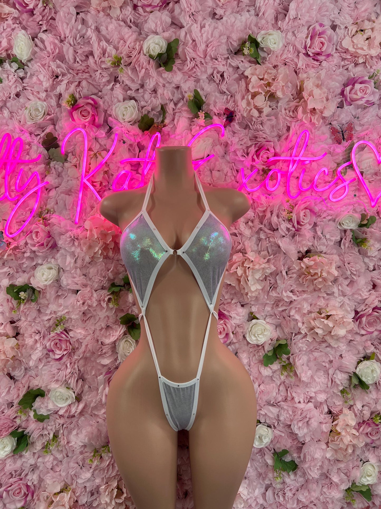 Slingshot Bodysuit Silver Sexy Outfit for Parties, Clubwear, or Festivals | Trendy and Eye-Catching Fashion Exotic Dancewear