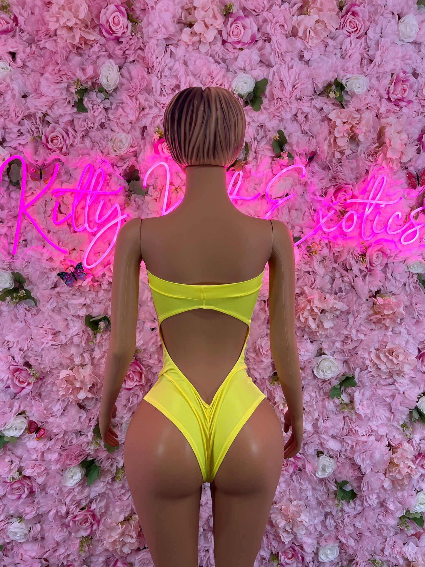 Exotic DancewearOne Piece Yellow Bodysuit